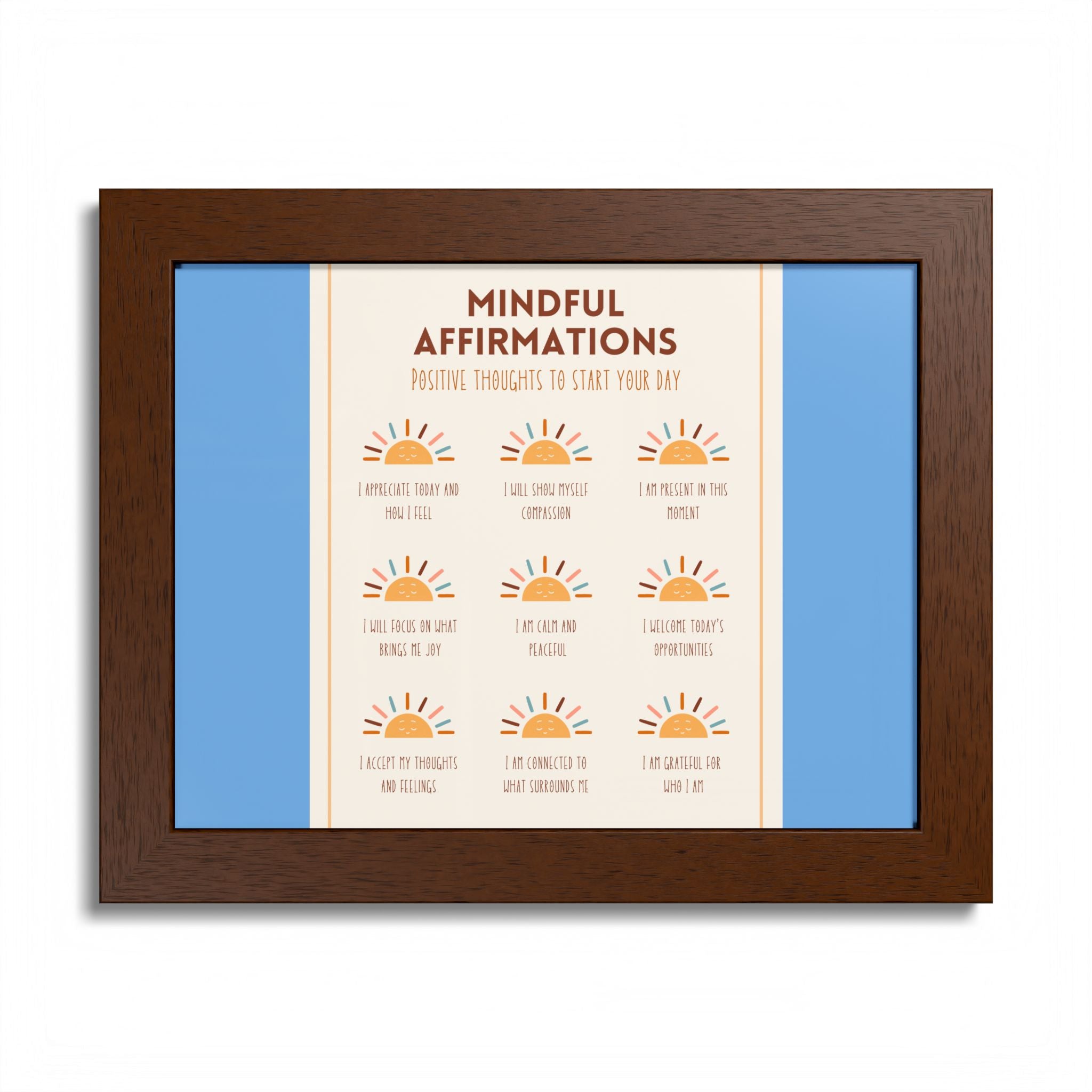 Mindful Affirmations: Positive Thoughts to Start Your Day Framed Poster