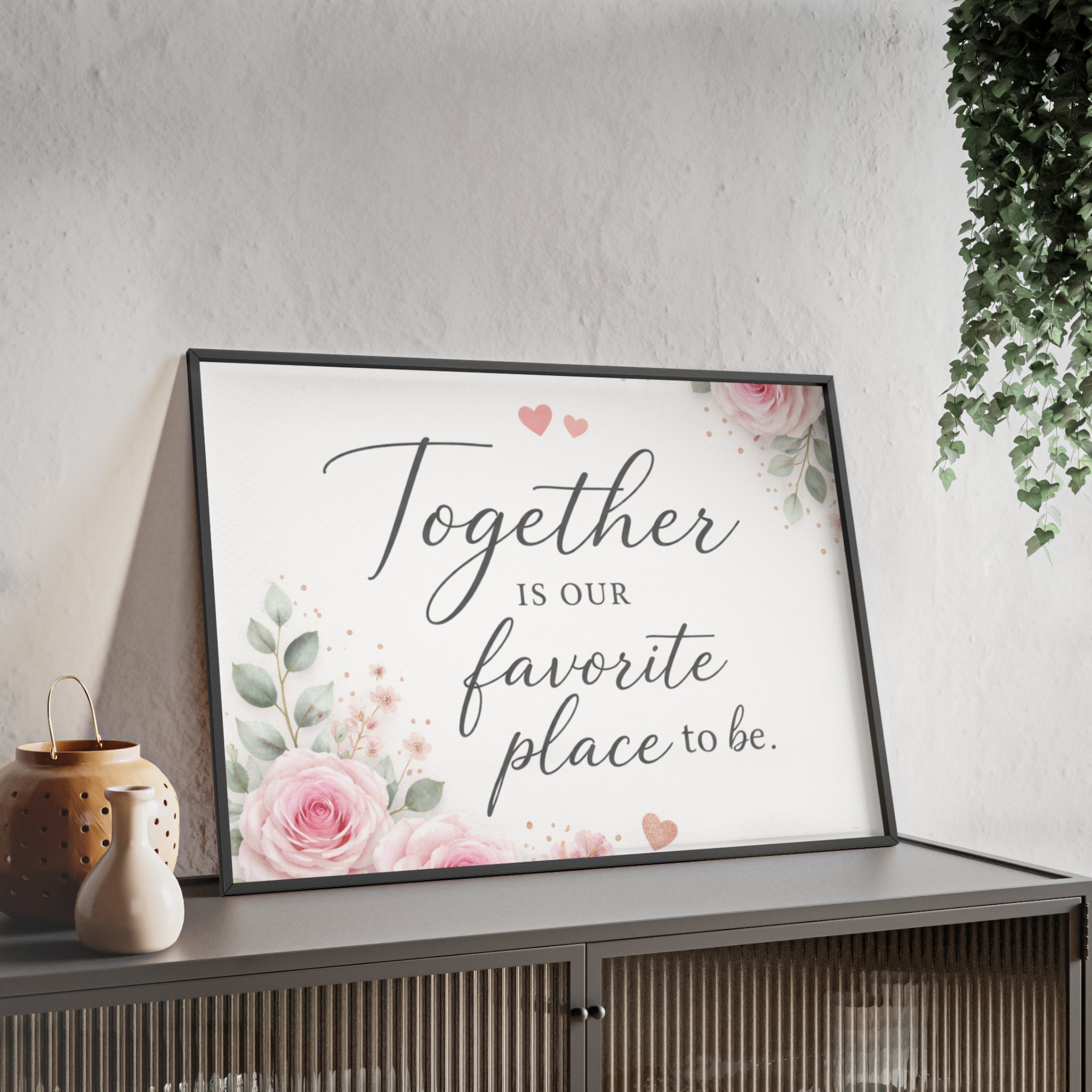 Together Is Our Favorite Place To Be Framed Floral Wall Art