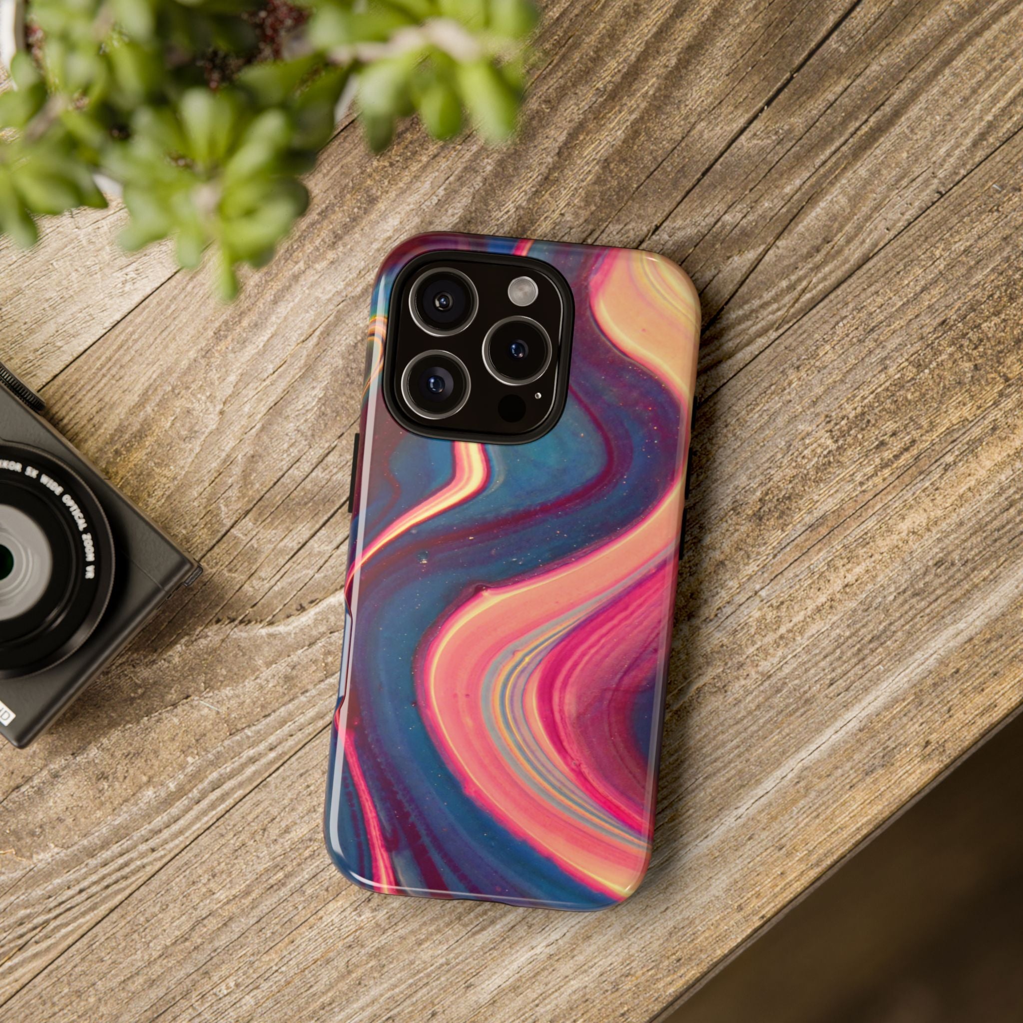 Colorful Wavy Marble Swirl Protective Phone Case