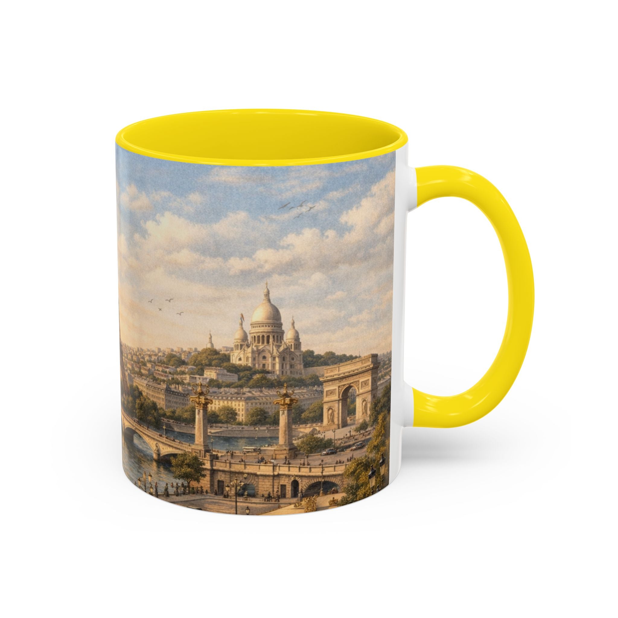 Paris Vintage Skyline Coffee Mug Eiffel Tower and Sacré‑Cœur