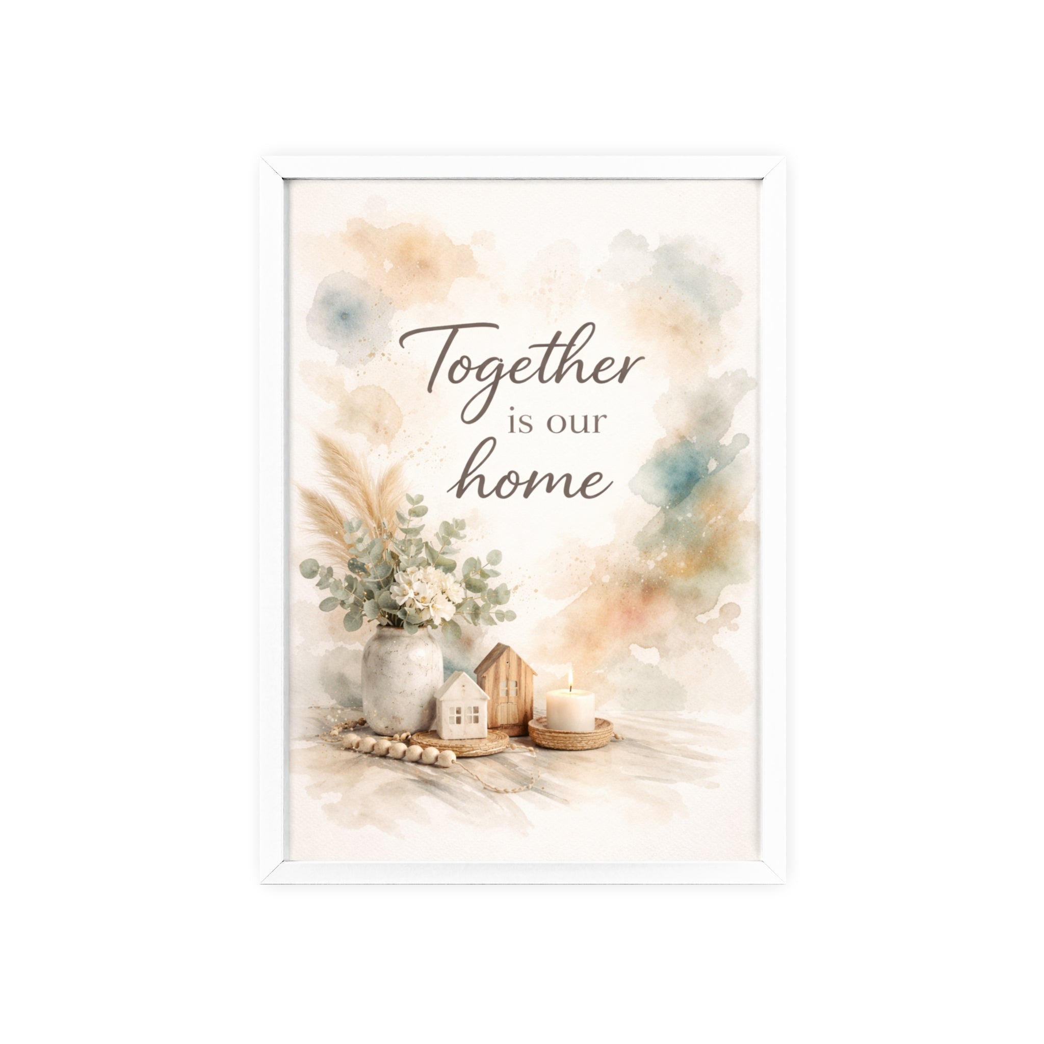 Together Is Our Home Framed Poster Cozy Watercolor Floral Wall Art