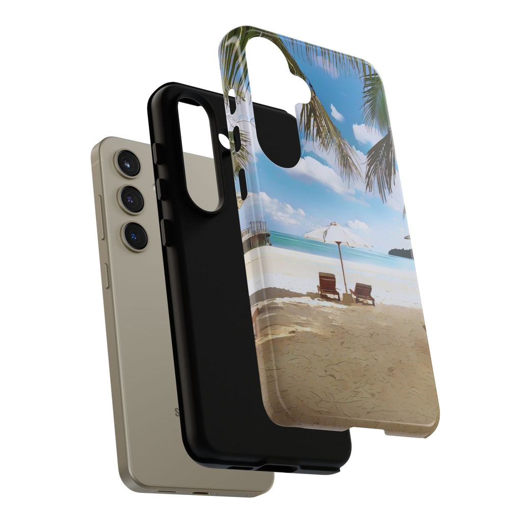 Beach Paradise Tropical Palm Beach Scene Tough Phone Case