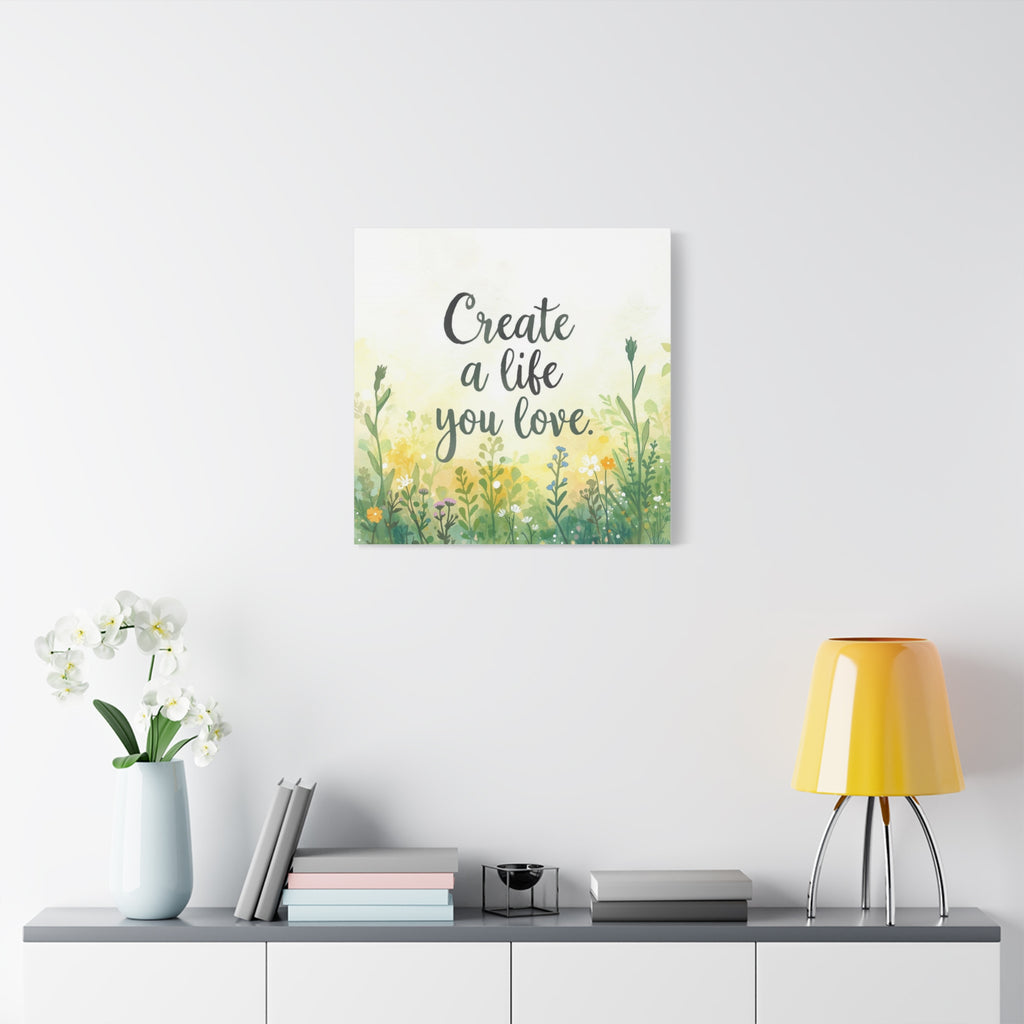Create a Life You Love Inspirational Floral Matte Canvas Wall Art