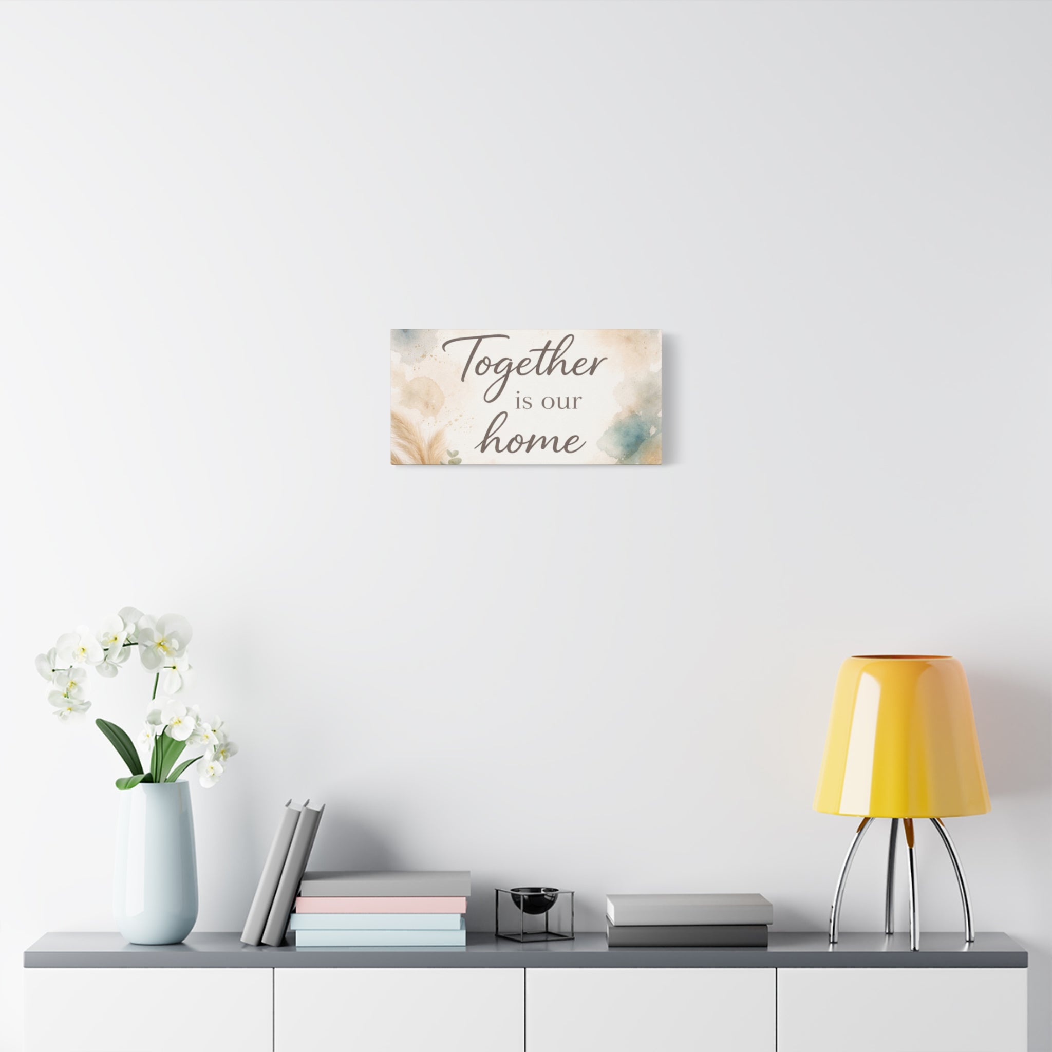Together Is Our Home Floral Inspirational Decor Canvas Wall Art