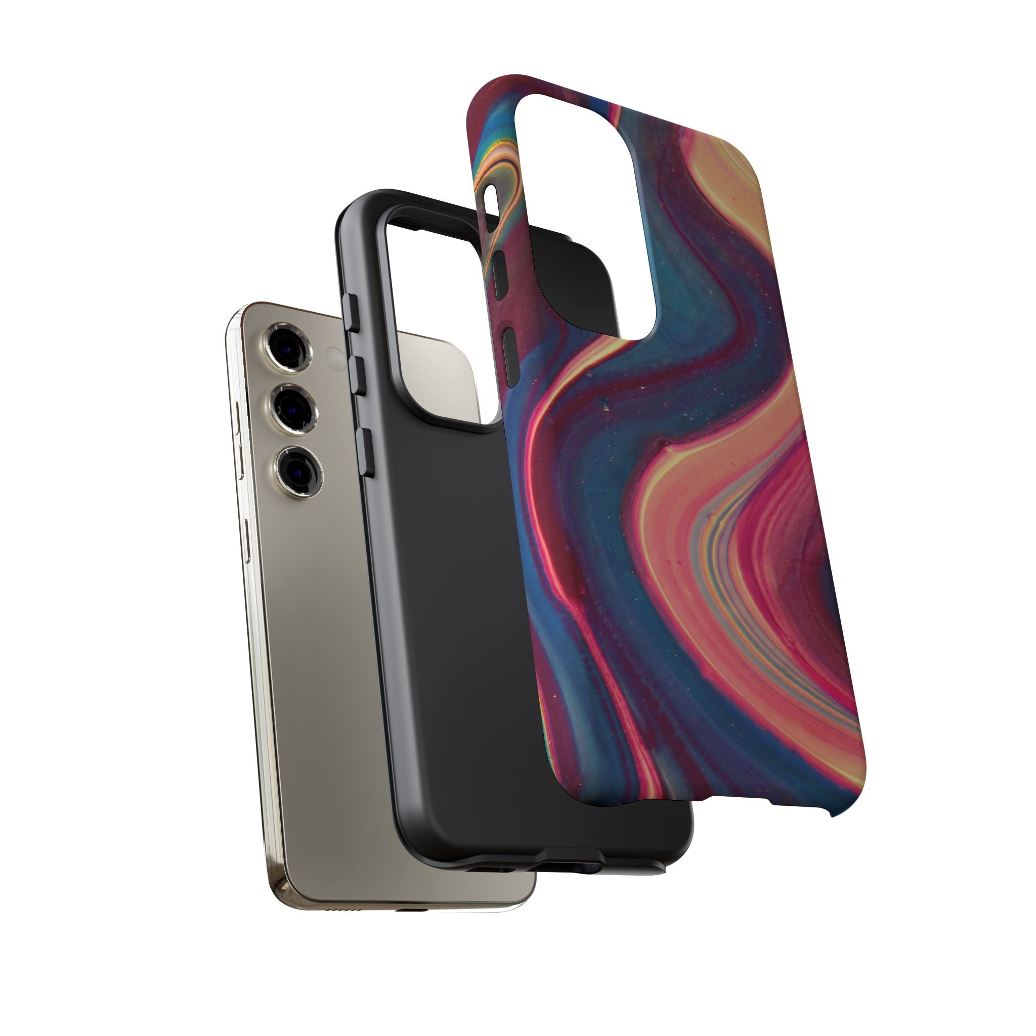 Colorful Wavy Marble Swirl Protective Phone Case