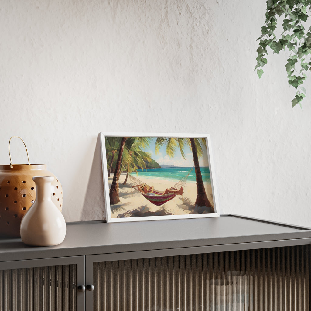 Tropical Beach Hammock Framed Poster
