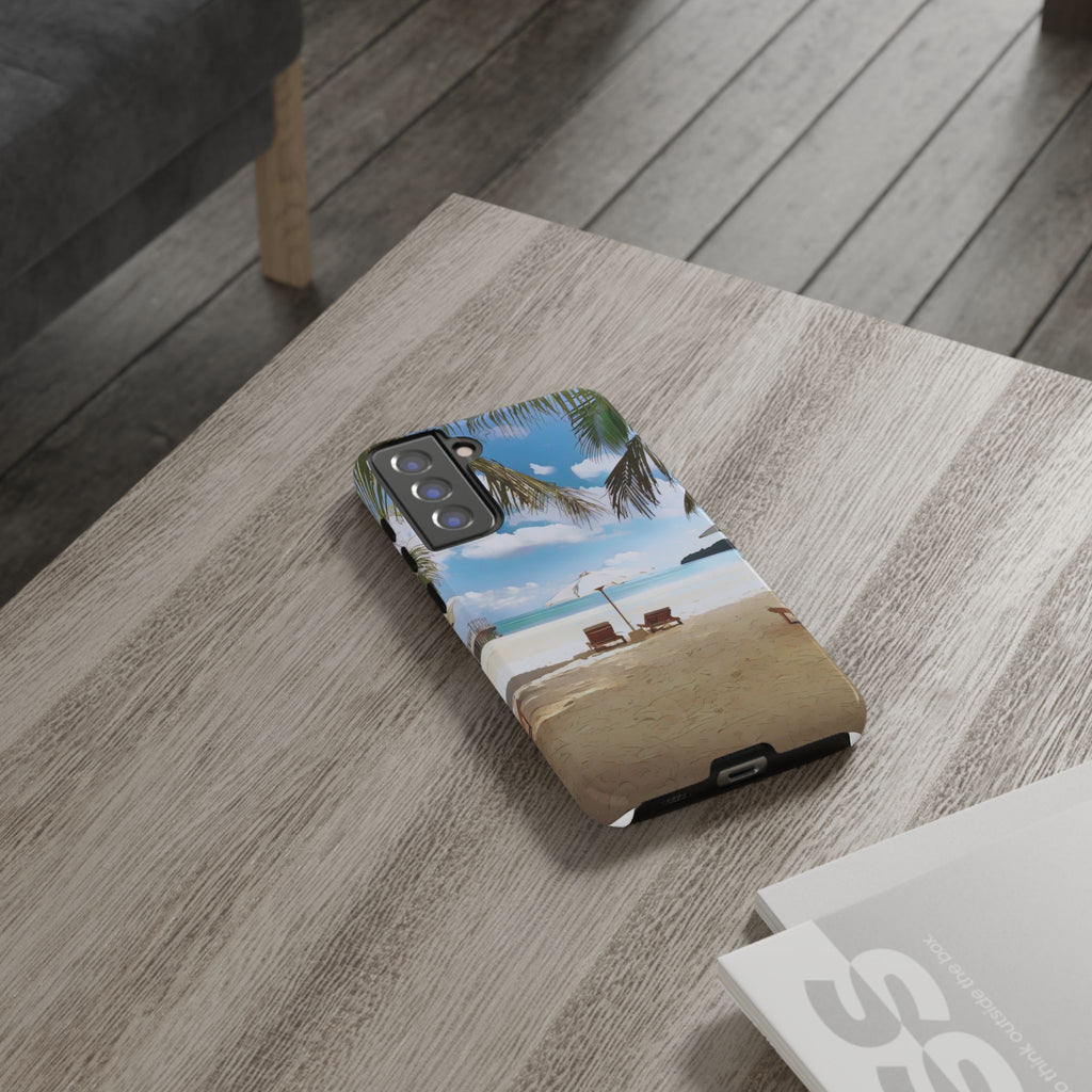 Beach Paradise Tropical Palm Beach Scene Tough Phone Case