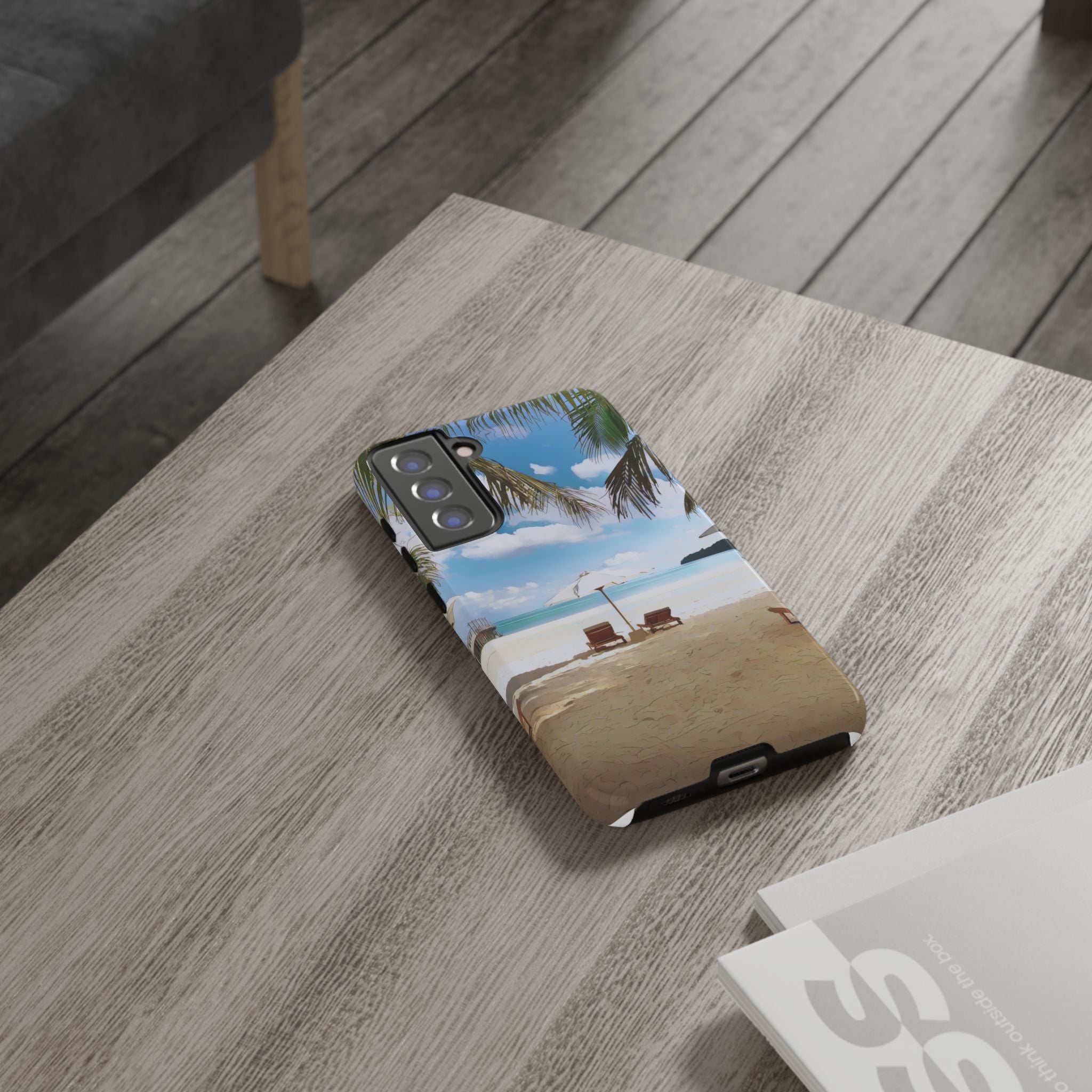 Beach Paradise Tropical Palm Beach Scene Tough Phone Case