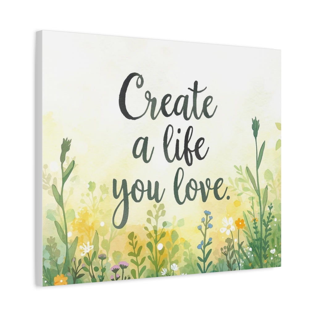 Create a Life You Love Inspirational Floral Matte Canvas Wall Art