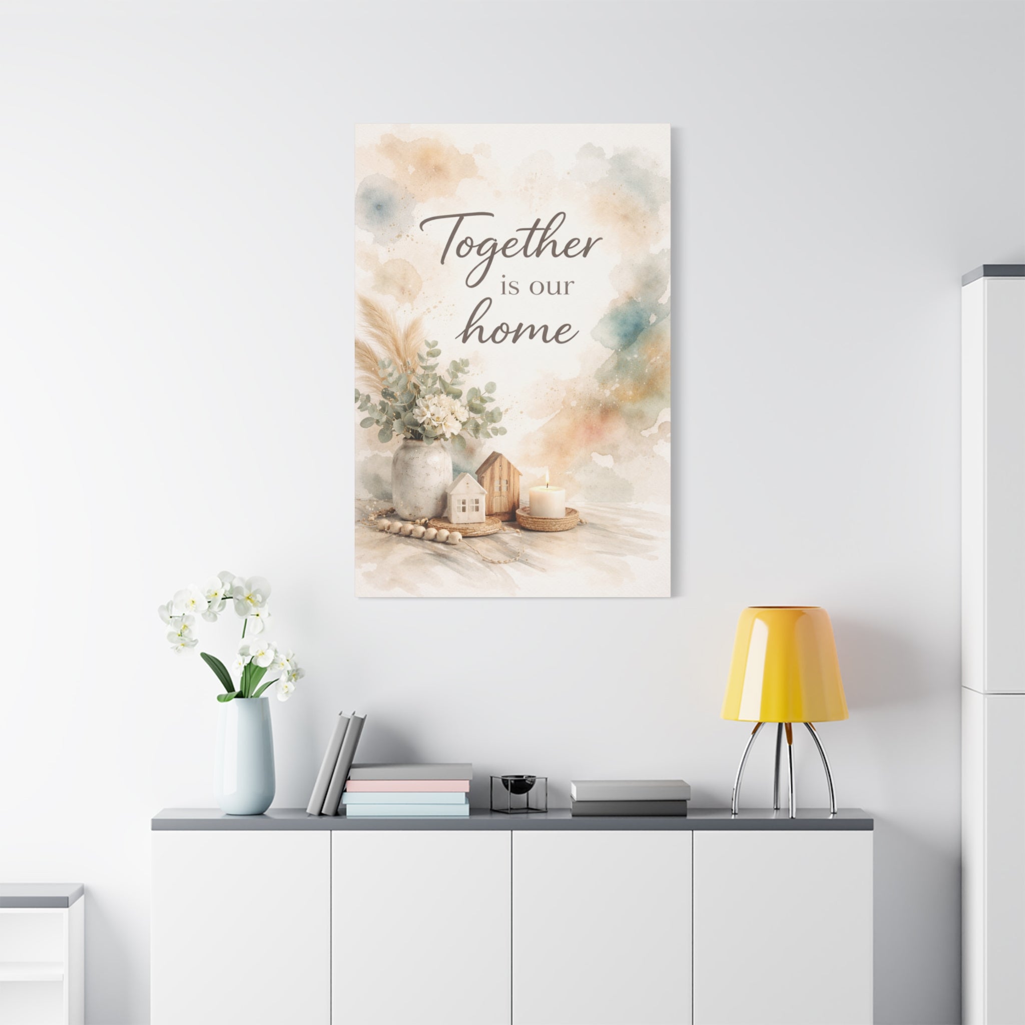 Together Is Our Home Floral Inspirational Decor Canvas Wall Art