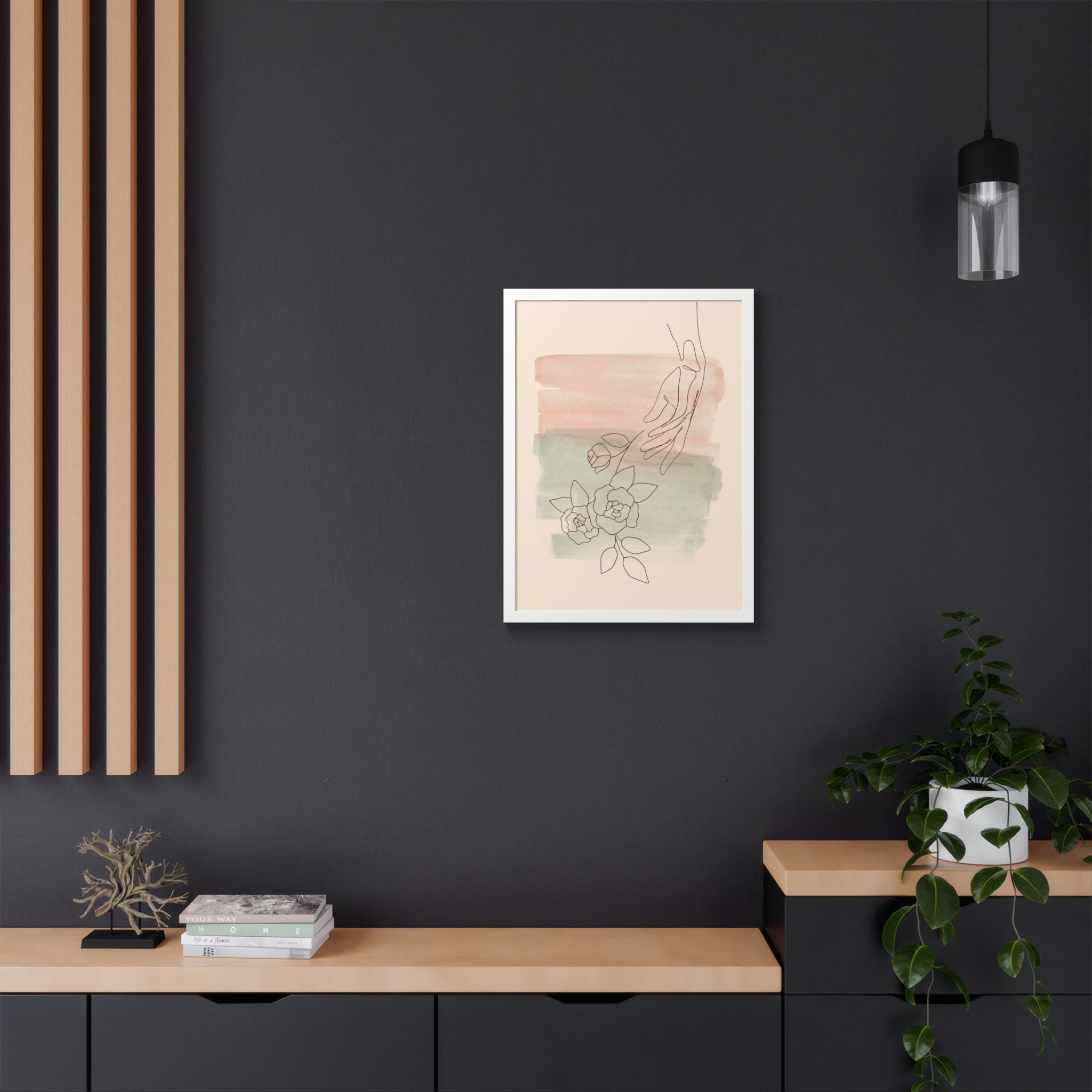 Hand Reaching for Flowers Framed Poster