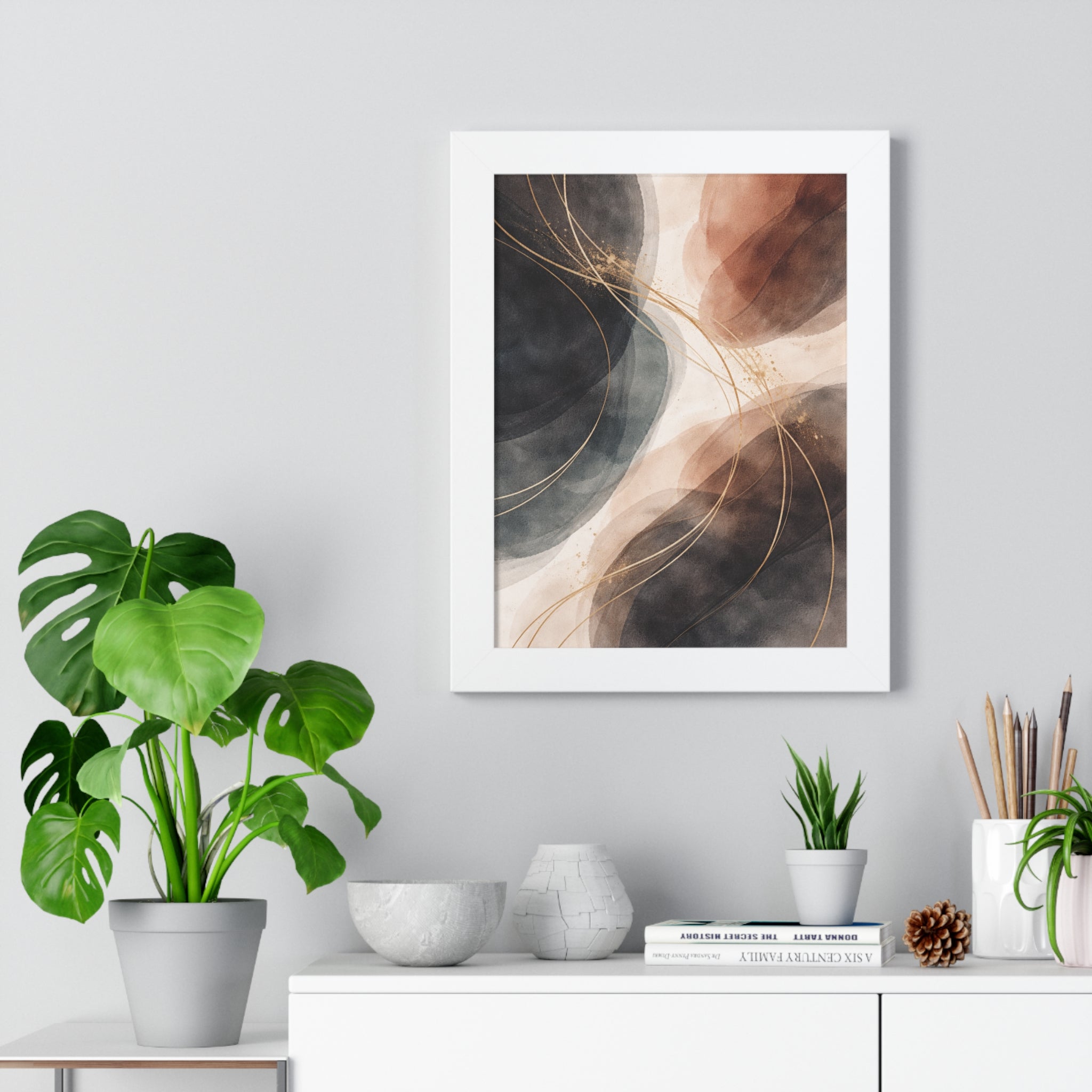 Abstract Earth Tones Framed Poster Modern Organic Wall Art Print