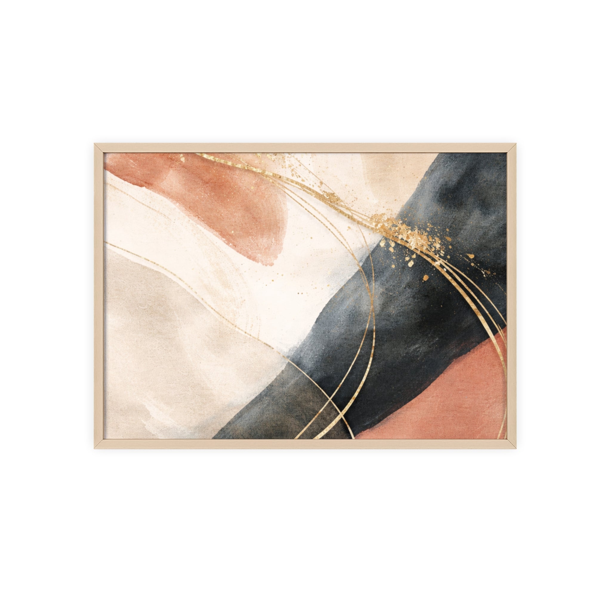 Abstract Gold Arc Framed Poster Modern Watercolor Wall Art