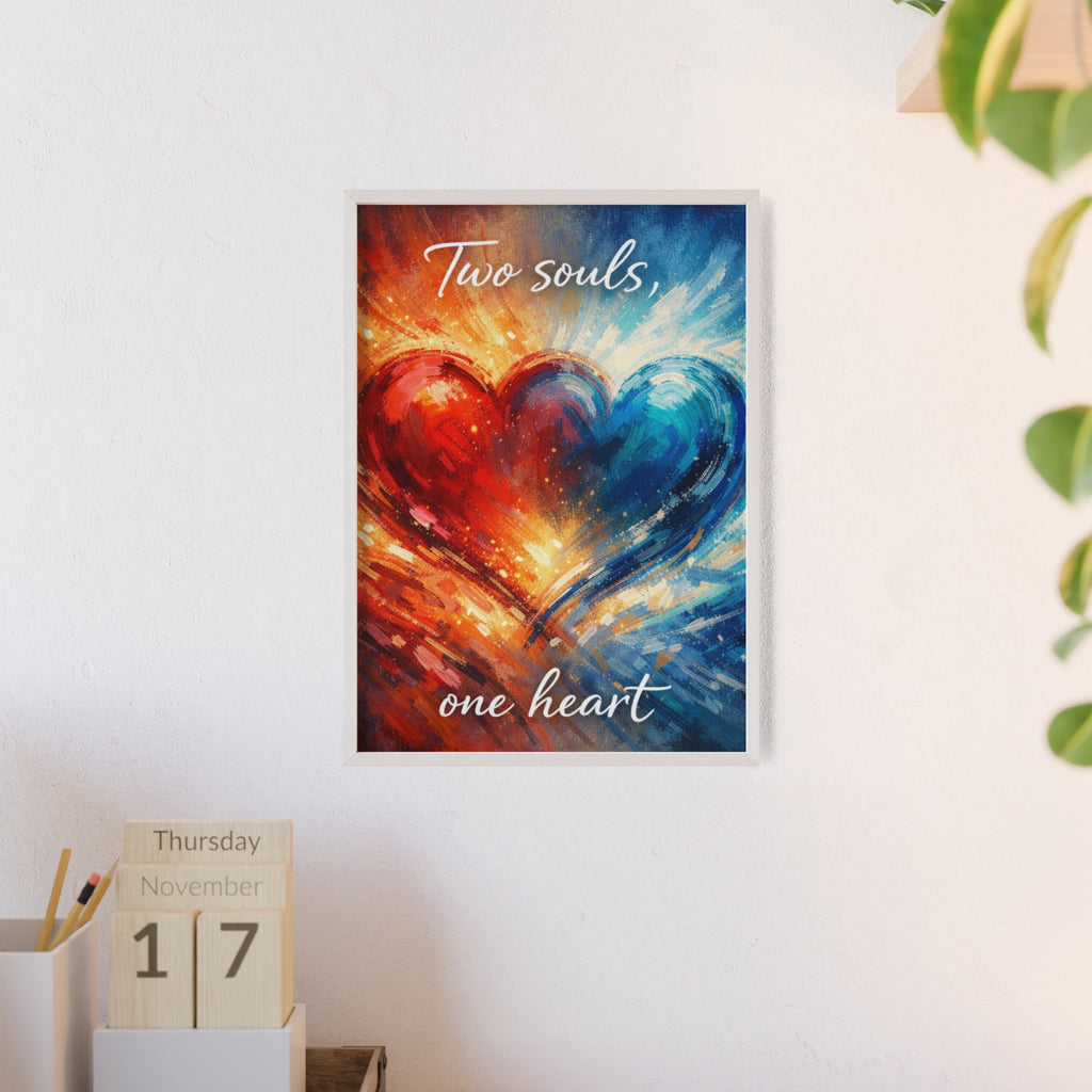 Two Souls One Heart Framed Poster — Romantic Heart Wall Art