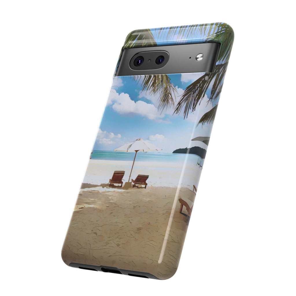 Beach Paradise Tropical Palm Beach Scene Tough Phone Case