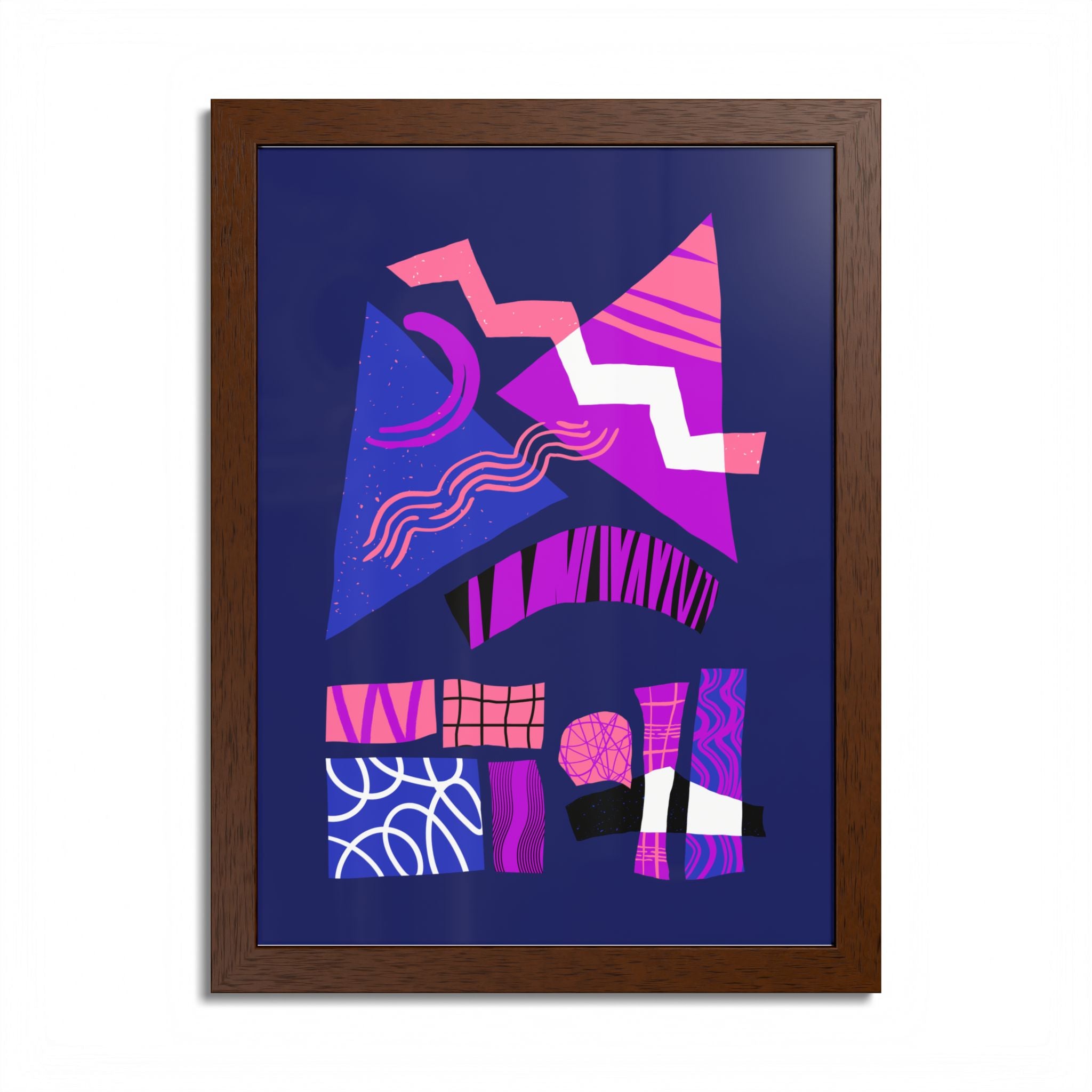 Abstract Geometric Framed Poster — Pink & Purple Modern Wall Art