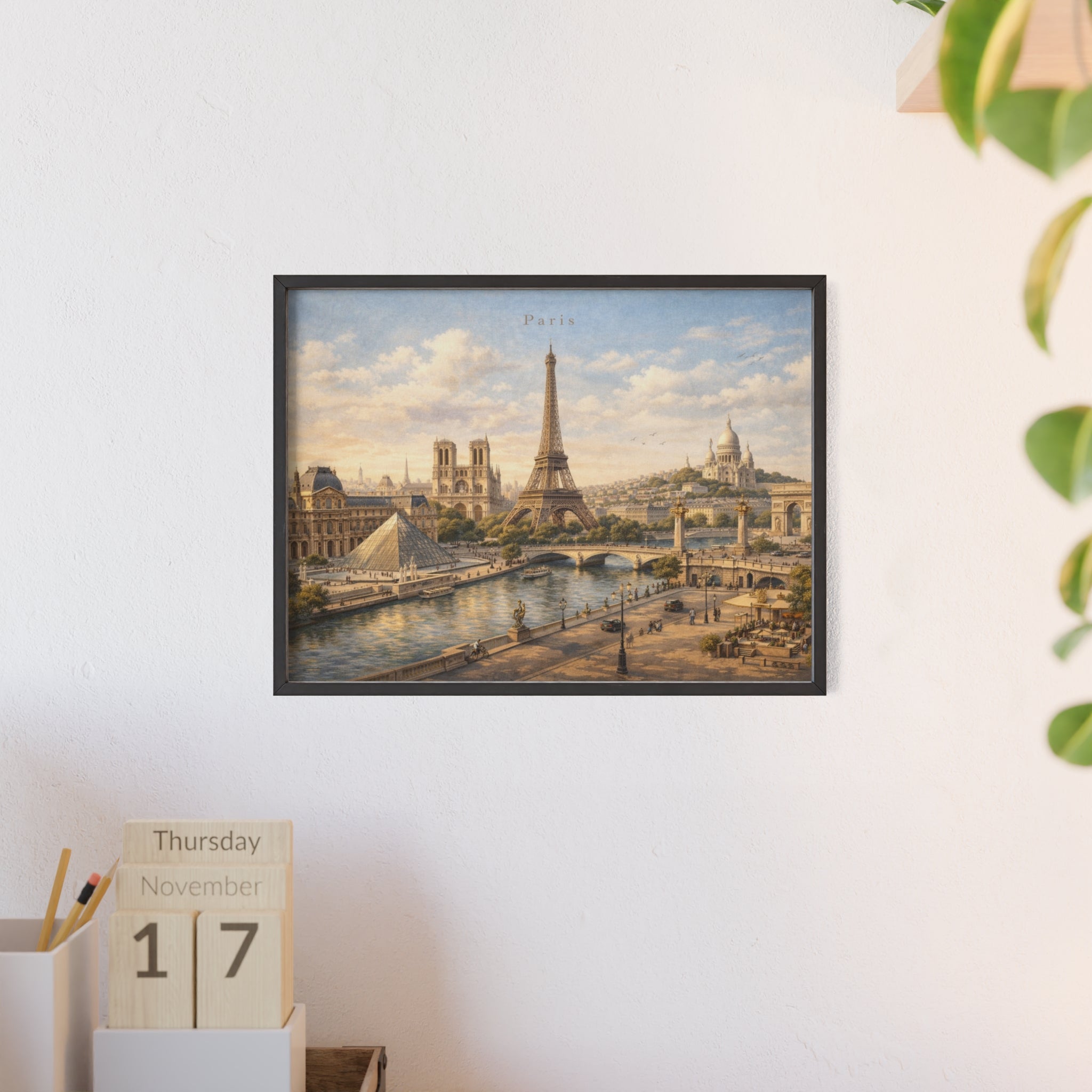 Paris Eiffel Tower Wood Framed Poster