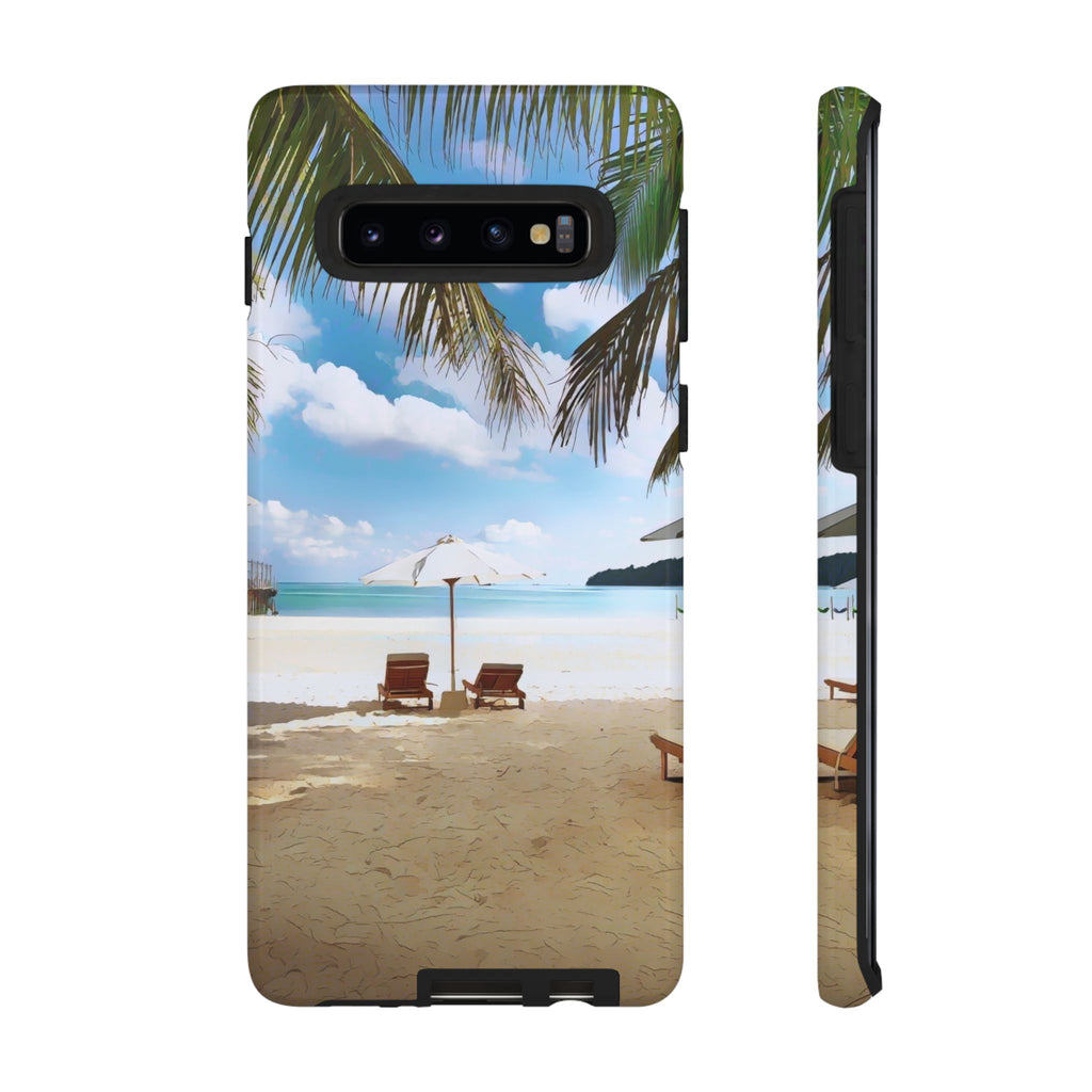 Beach Paradise Tropical Palm Beach Scene Tough Phone Case