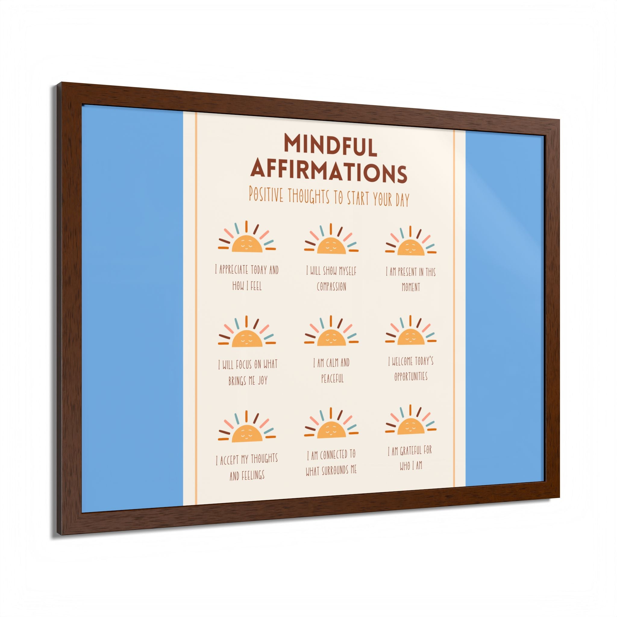 Mindful Affirmations: Positive Thoughts to Start Your Day Framed Poster