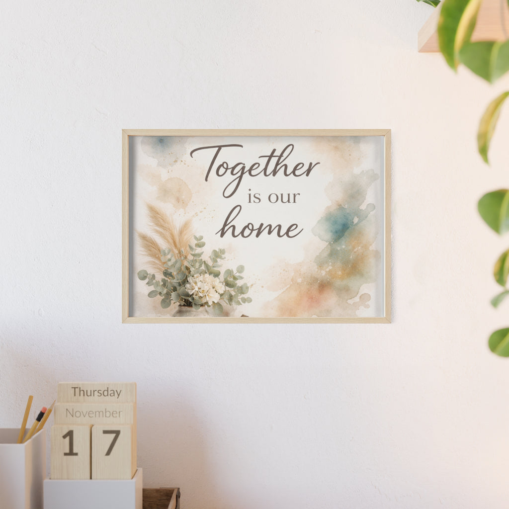 Together Is Our Home Framed Poster Cozy Watercolor Floral Wall Art