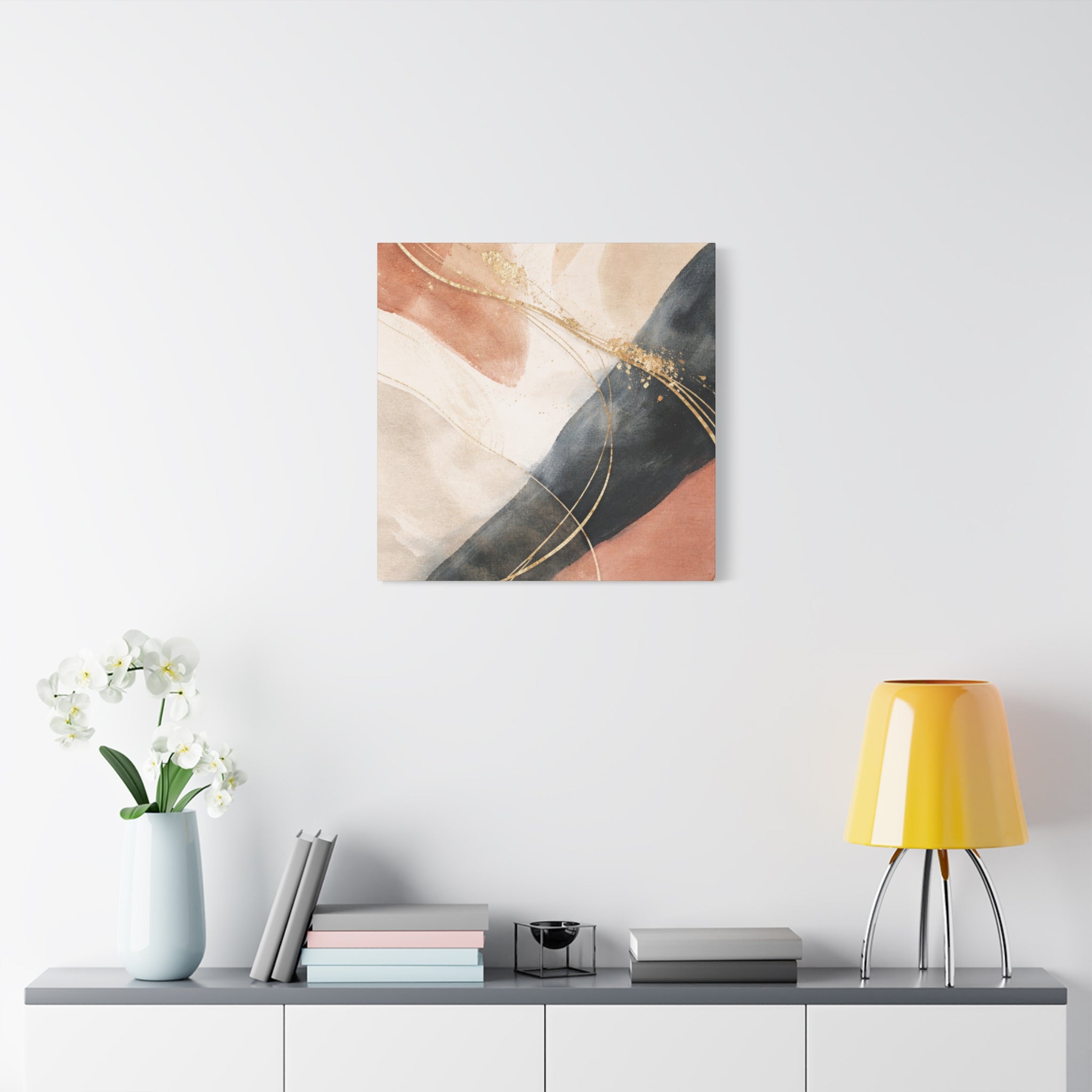 Abstract Blush & Gold Matte Canvas Print