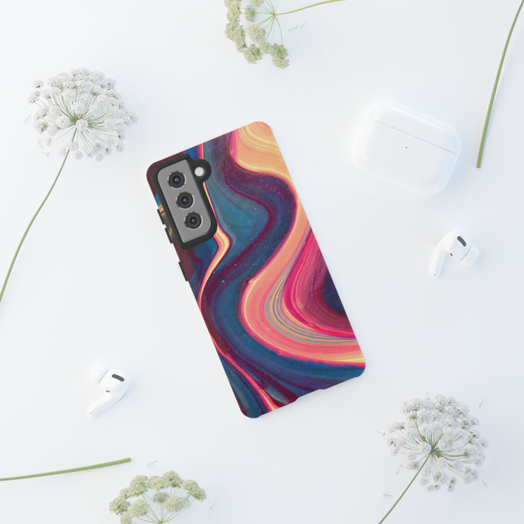 Colorful Wavy Marble Swirl Protective Phone Case
