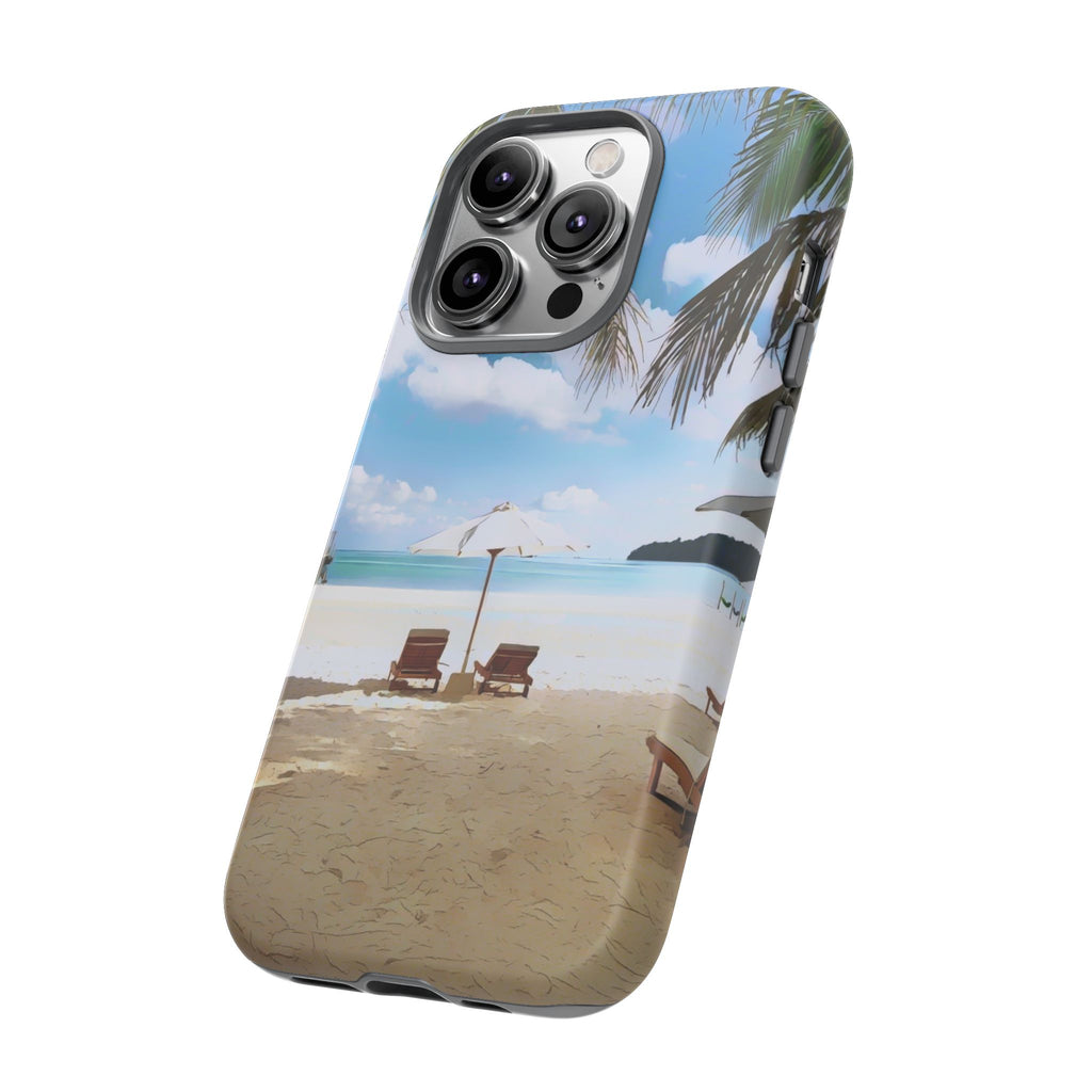 Beach Paradise Tropical Palm Beach Scene Tough Phone Case
