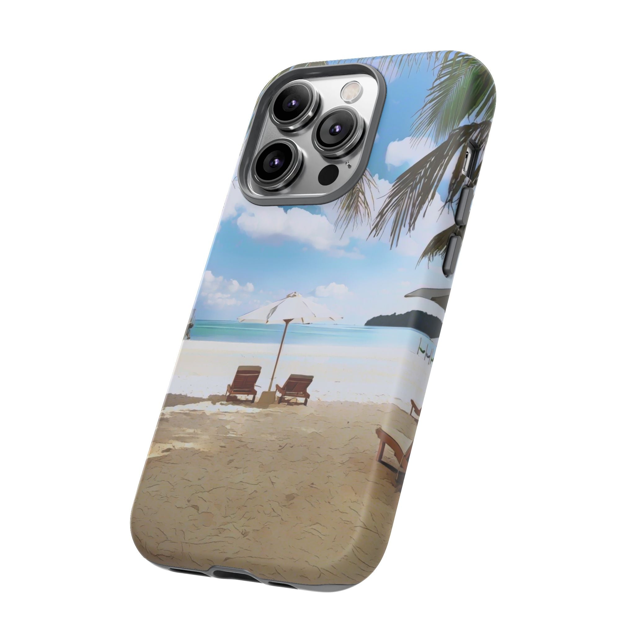 Beach Paradise Tropical Palm Beach Scene Tough Phone Case
