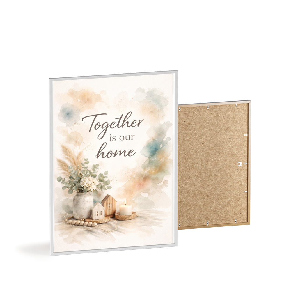 Together Is Our Home Framed Poster Cozy Watercolor Floral Wall Art