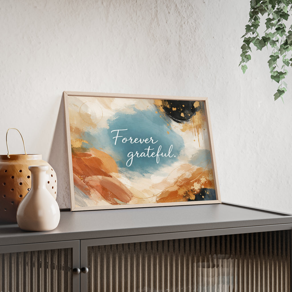 Forever Grateful Framed Poster Abstract Watercolor Wall Art