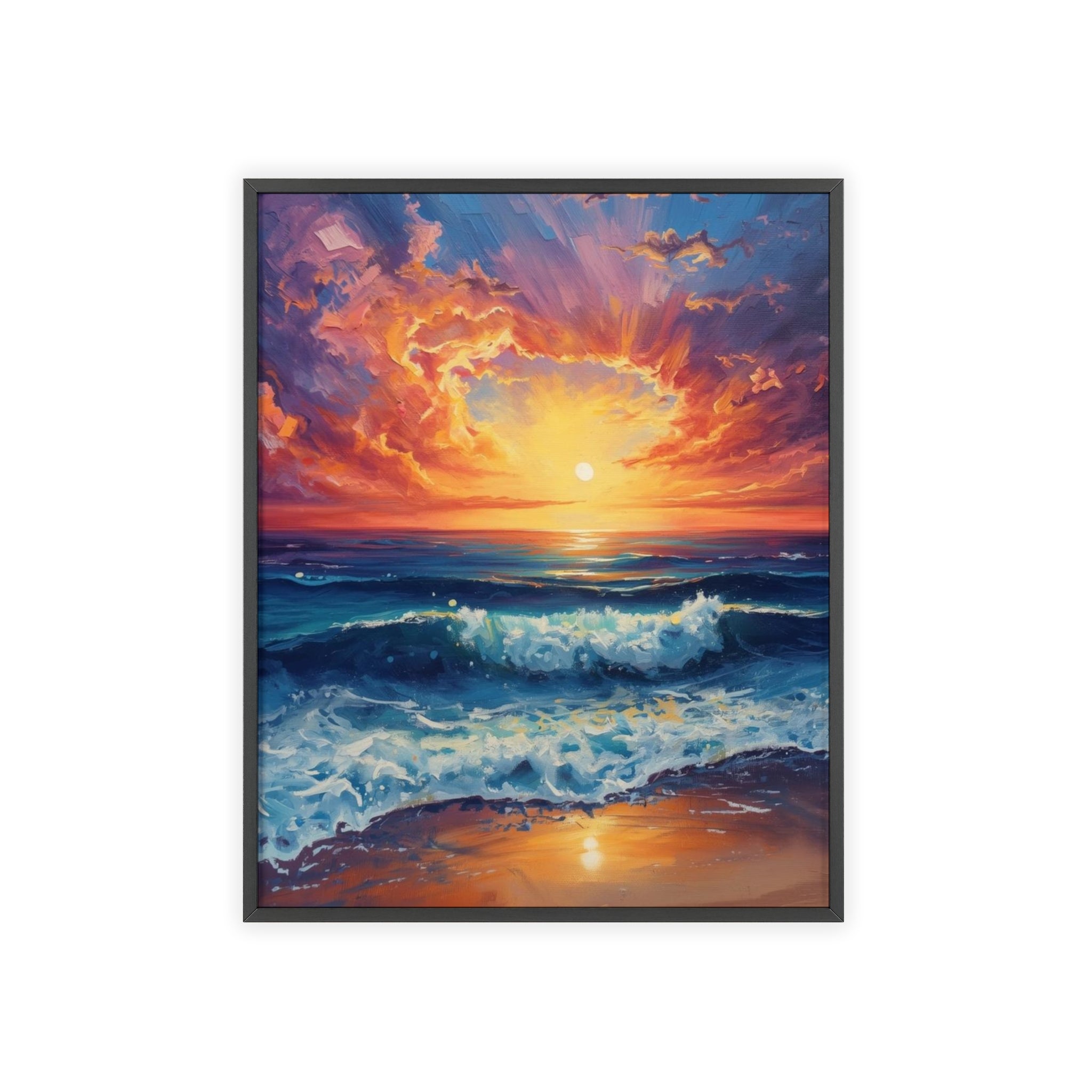 Sunset Ocean Vibrant Seascape Framed Poster