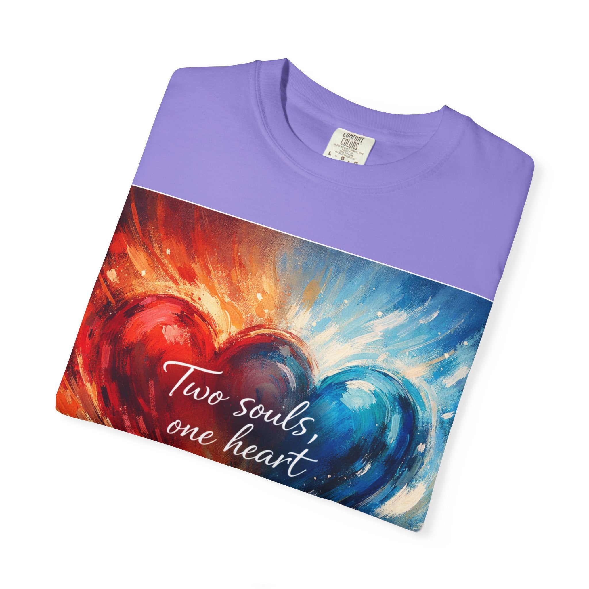 Two Souls One Heart Fiery and Ocean Heart Art T-Shirt