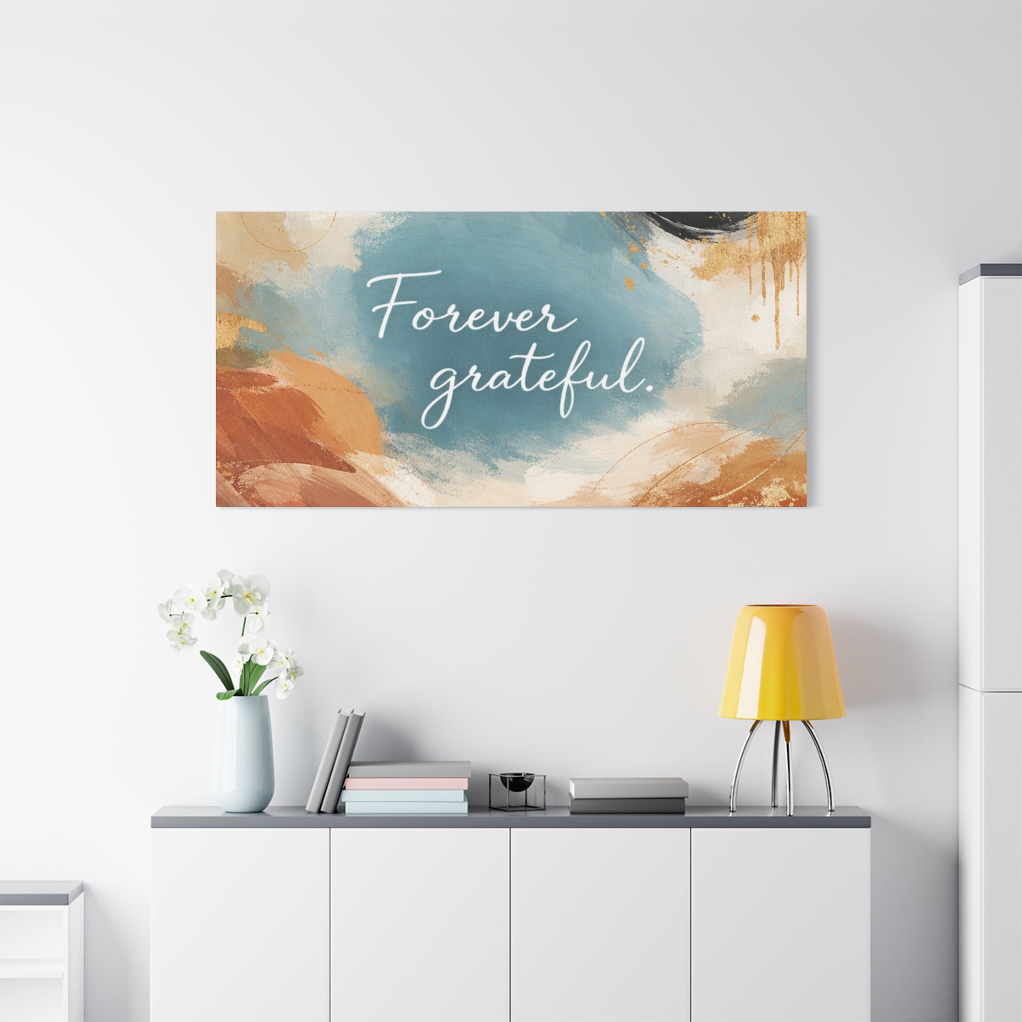 Forever Grateful Canvas Wall Art Inspirational Abstract Home Decor