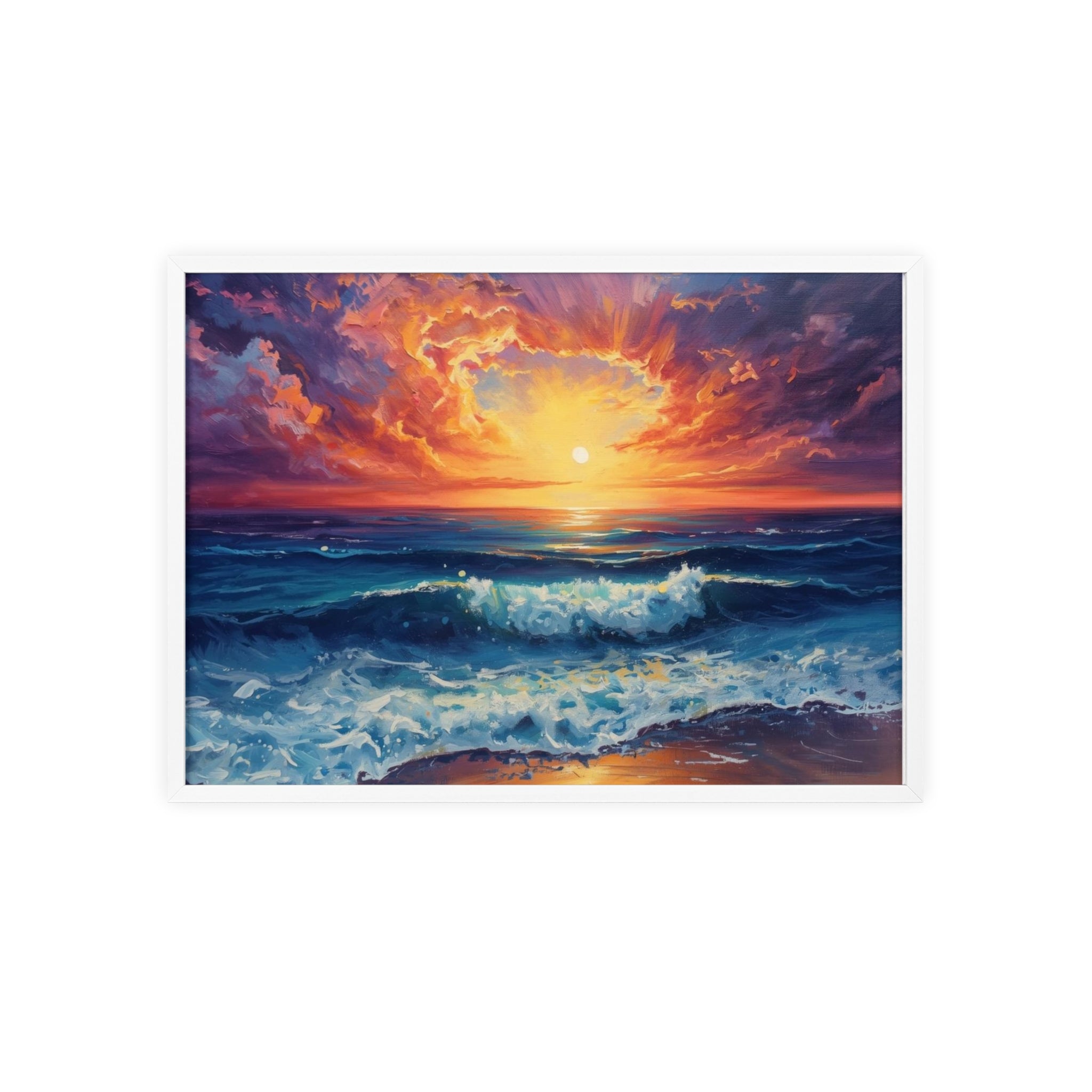 Sunset Ocean Vibrant Seascape Framed Poster