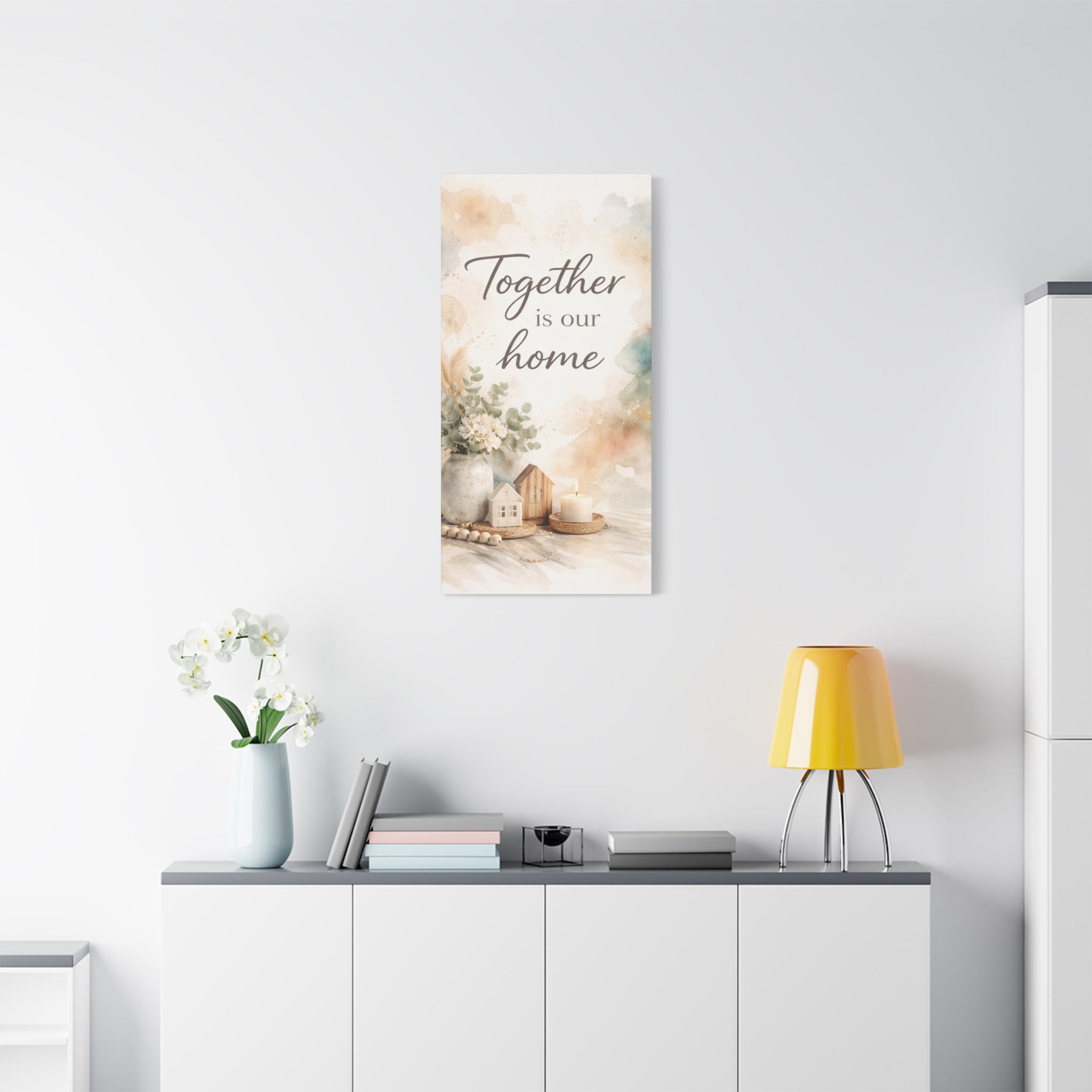 Together Is Our Home Floral Inspirational Decor Canvas Wall Art