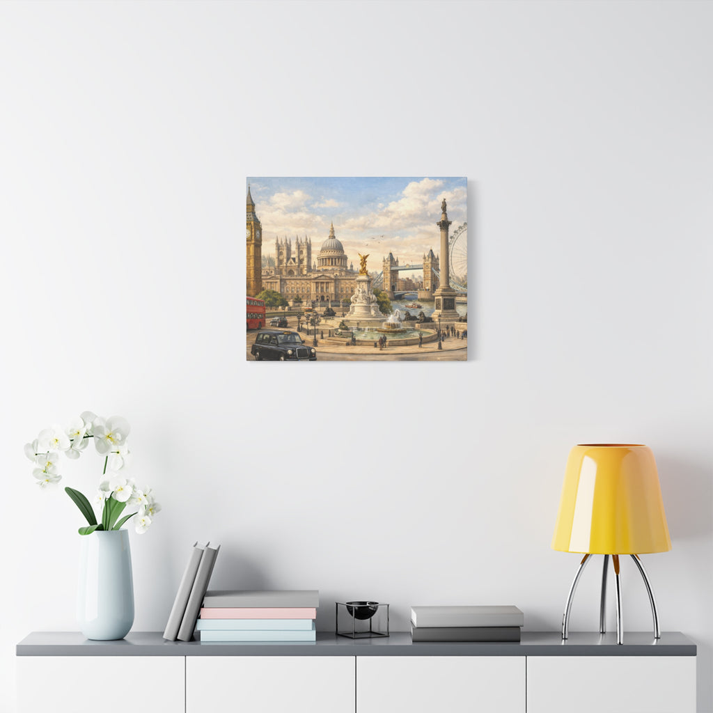 London Cityscape Matte Canvas Print Wall Art