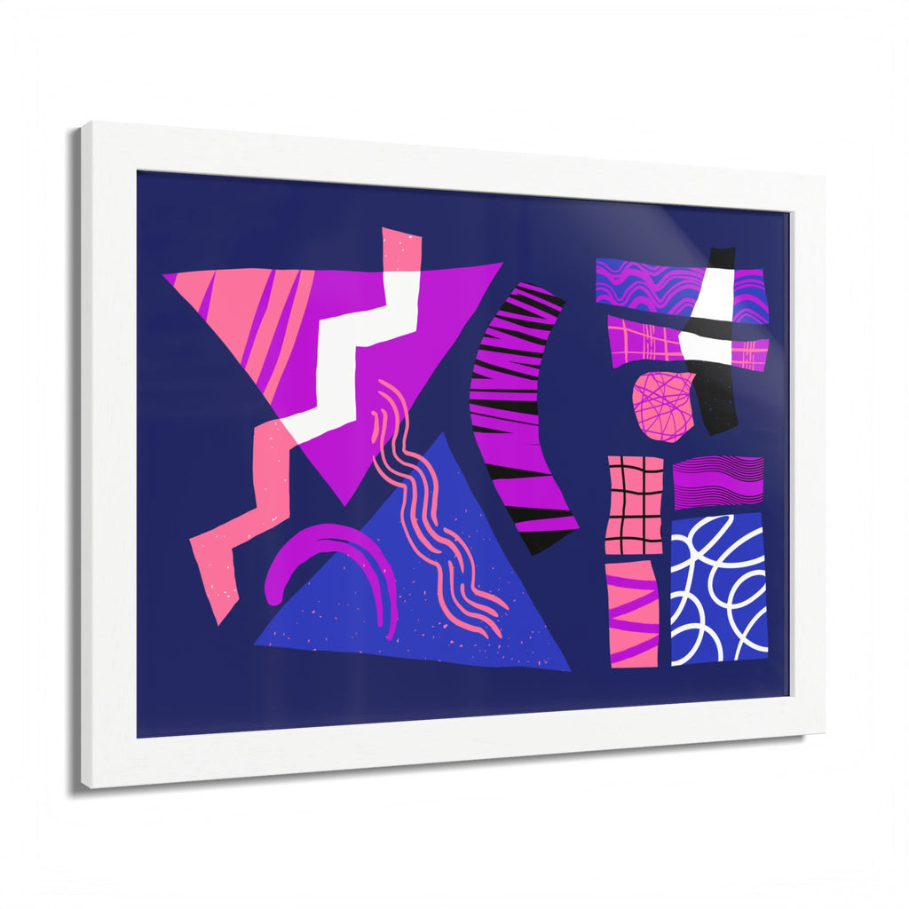 Abstract Geometric Framed Poster — Pink & Purple Modern Wall Art