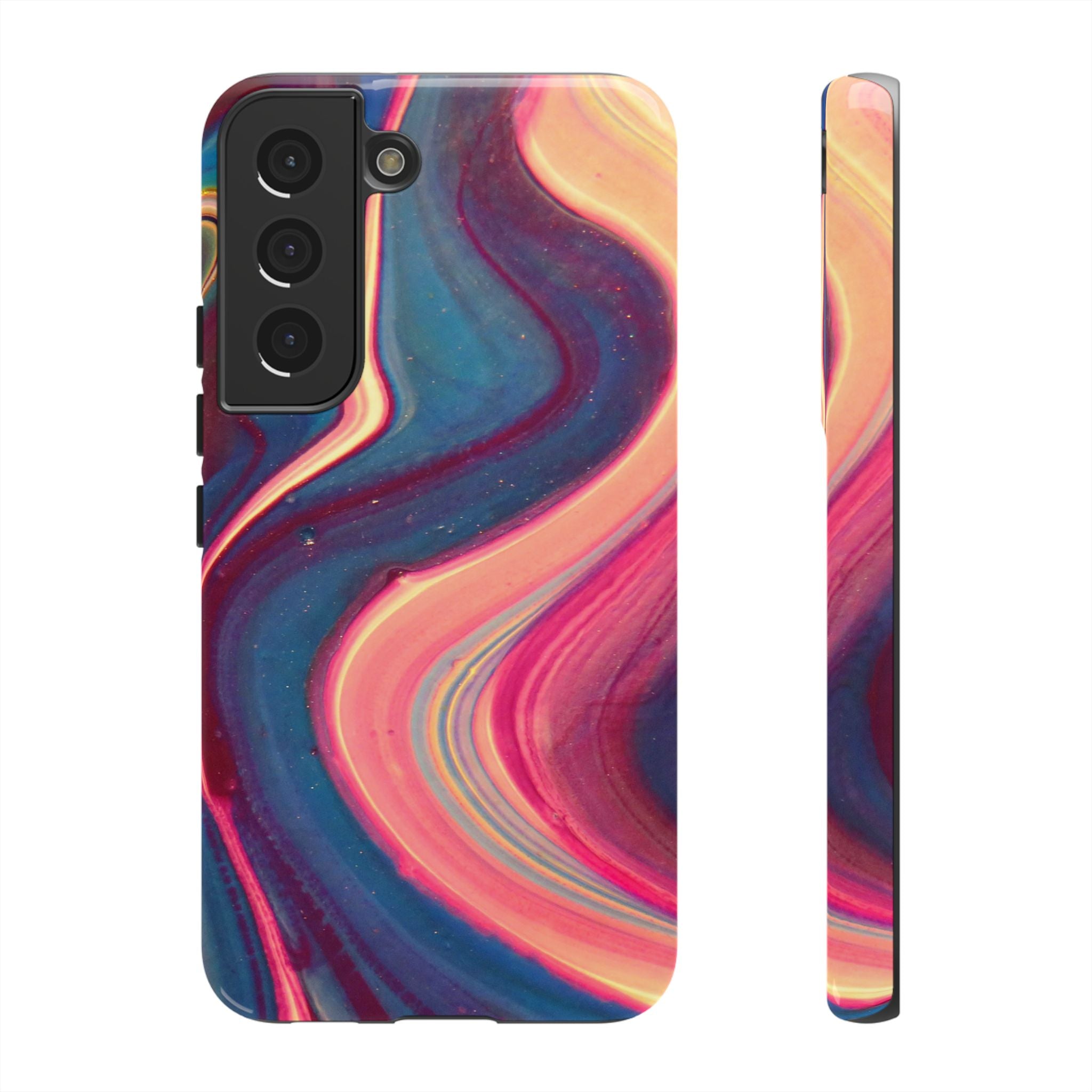 Colorful Wavy Marble Swirl Protective Phone Case
