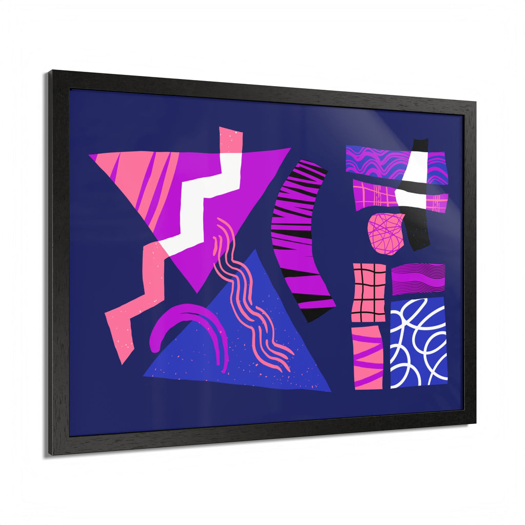 Abstract Geometric Framed Poster — Pink & Purple Modern Wall Art