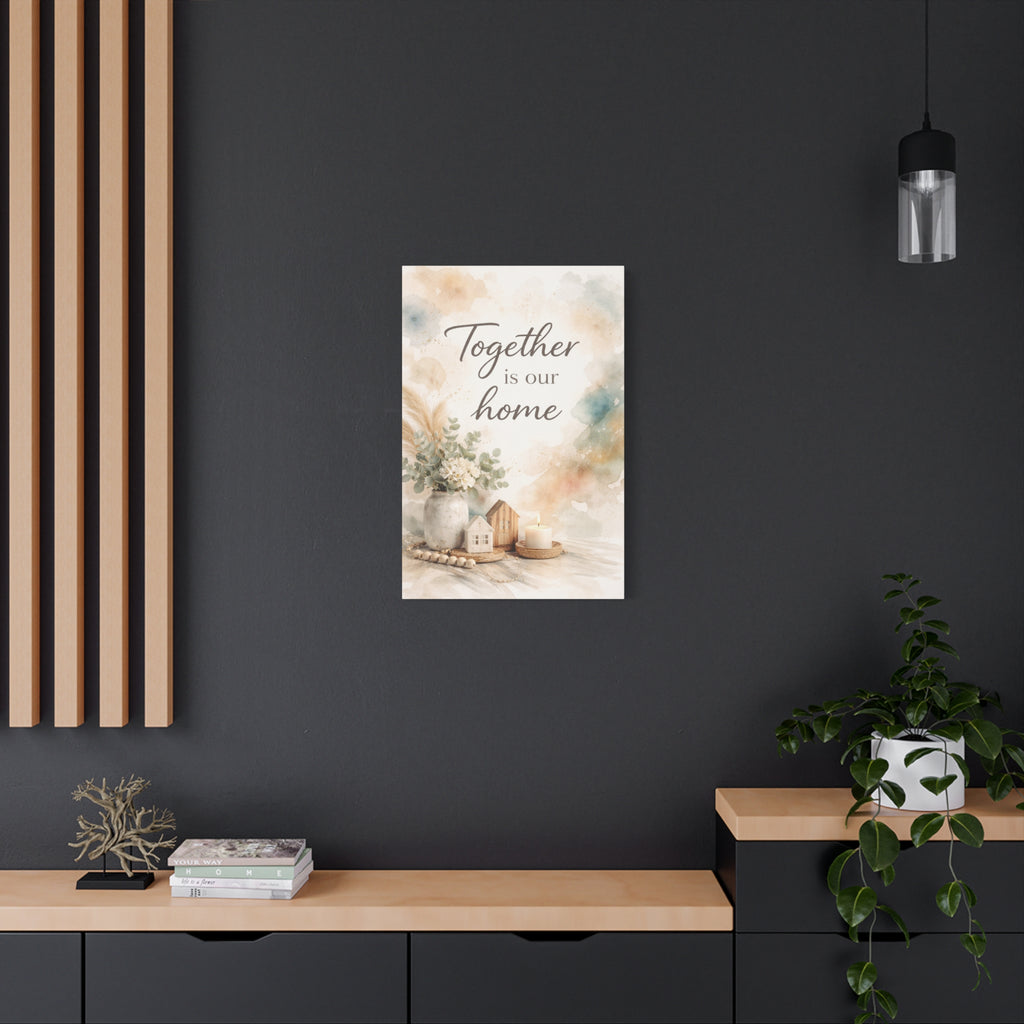 Together Is Our Home Floral Inspirational Decor Canvas Wall Art