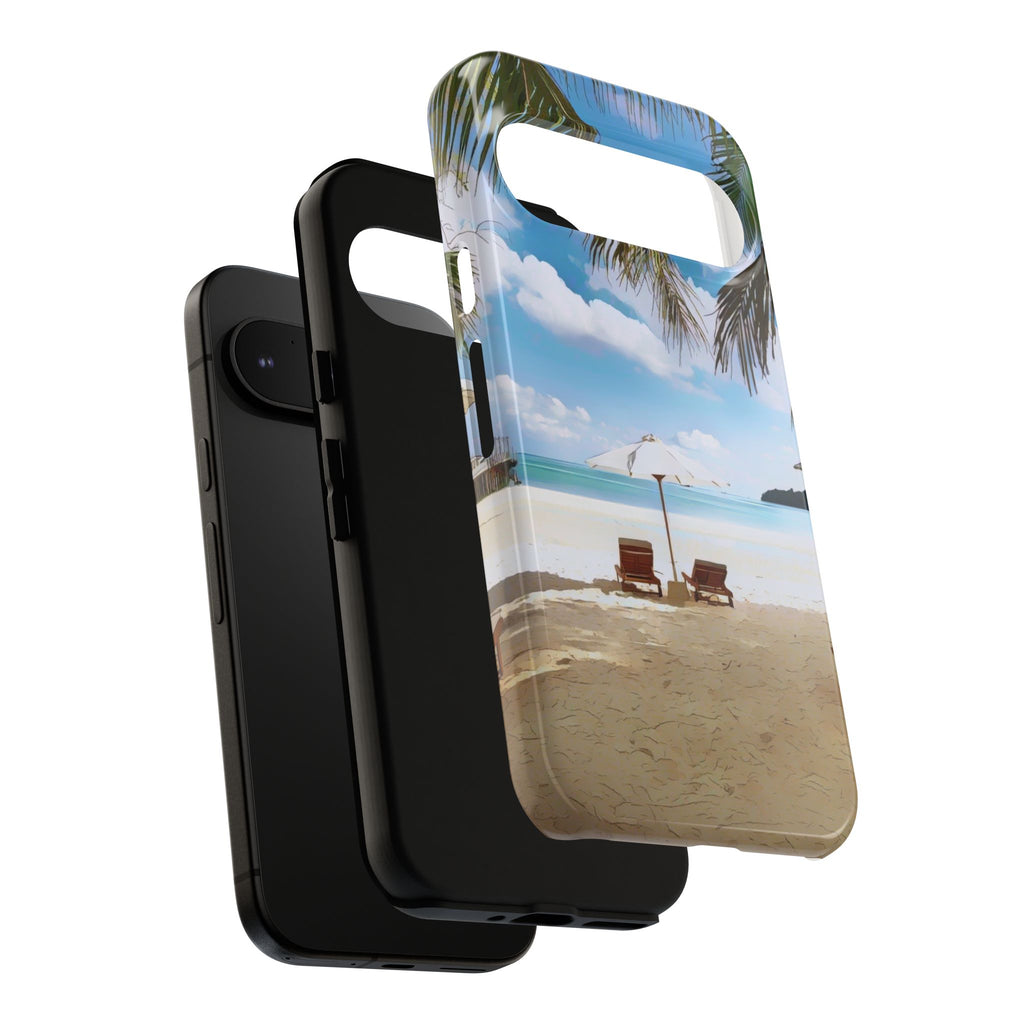 Beach Paradise Tropical Palm Beach Scene Tough Phone Case