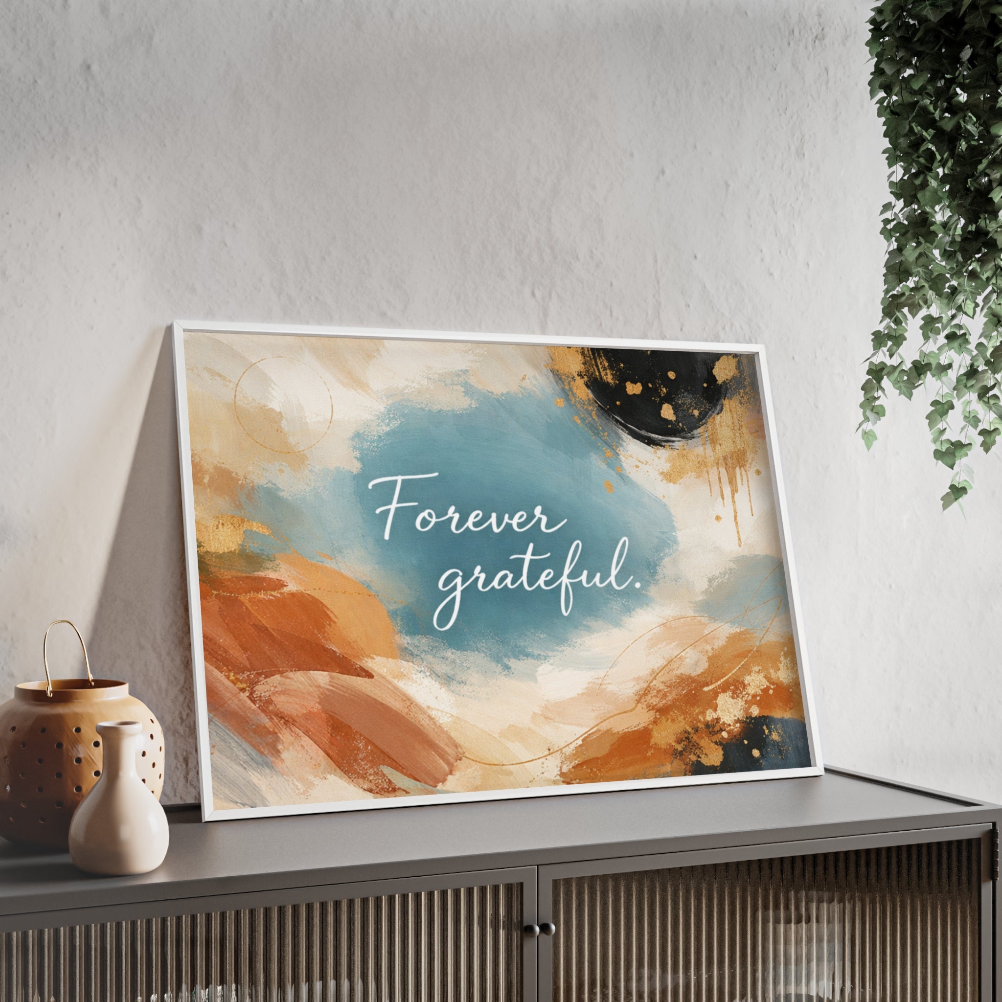 Forever Grateful Framed Poster Abstract Watercolor Wall Art