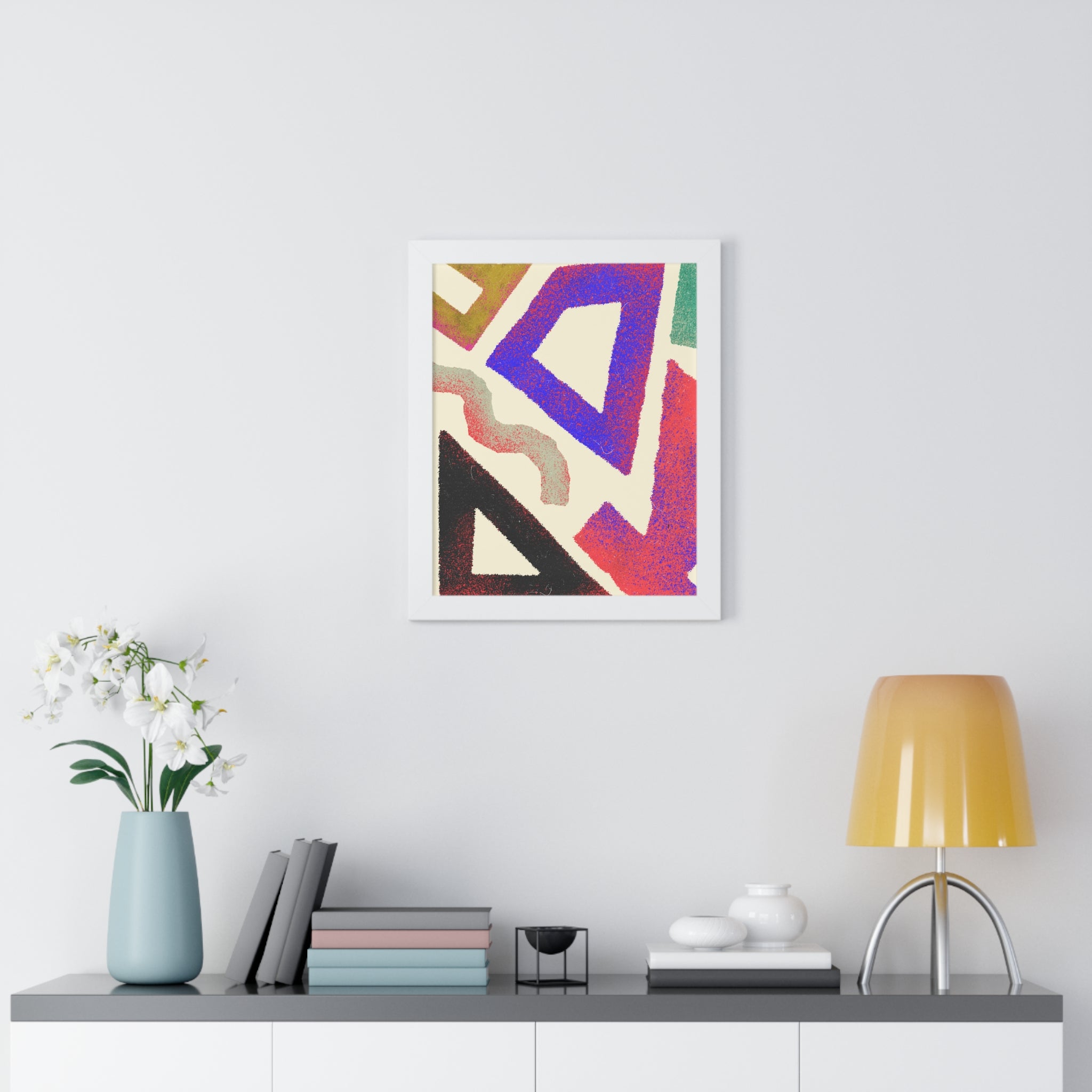 Abstract Colorful Geometric Framed Poster