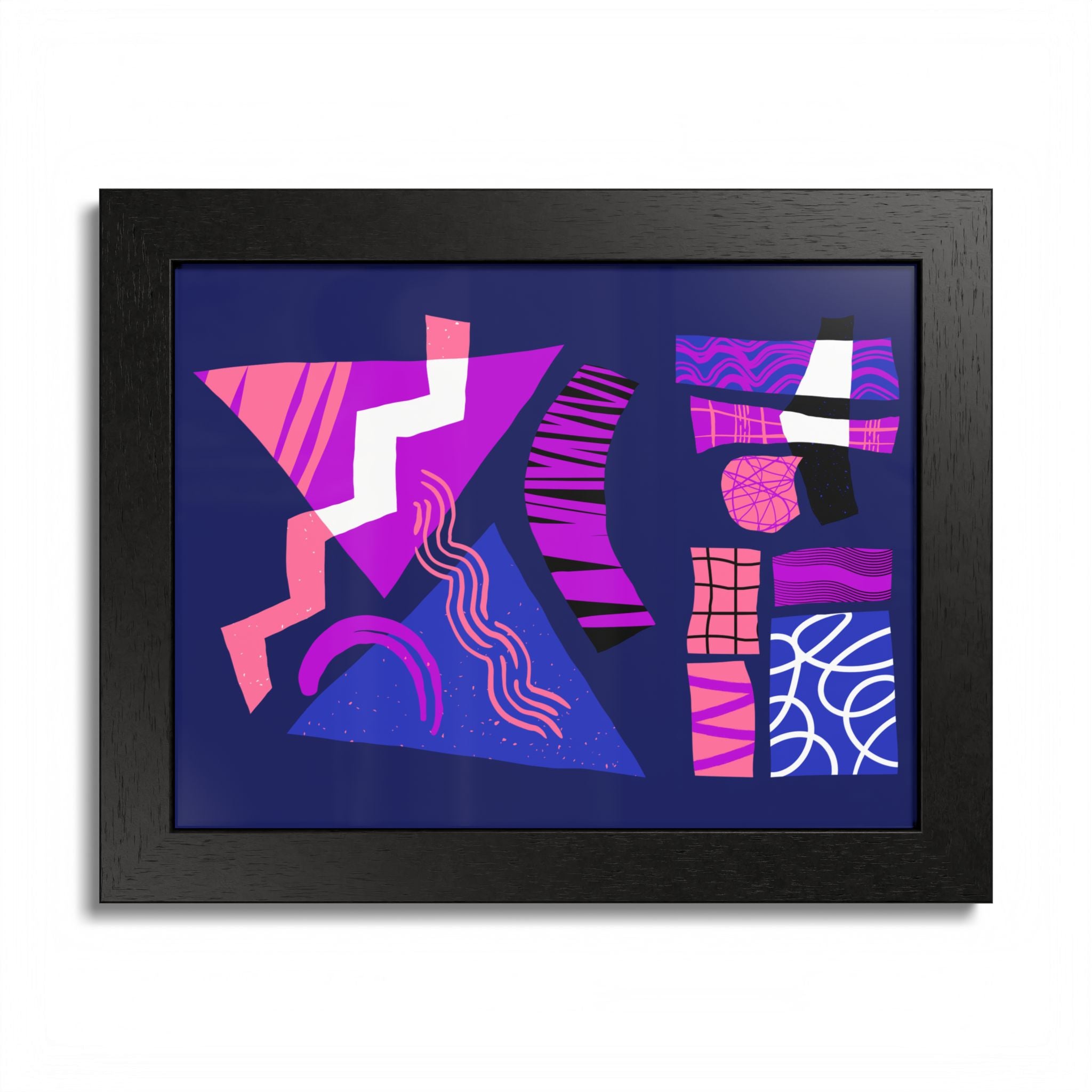 Abstract Geometric Framed Poster — Pink & Purple Modern Wall Art