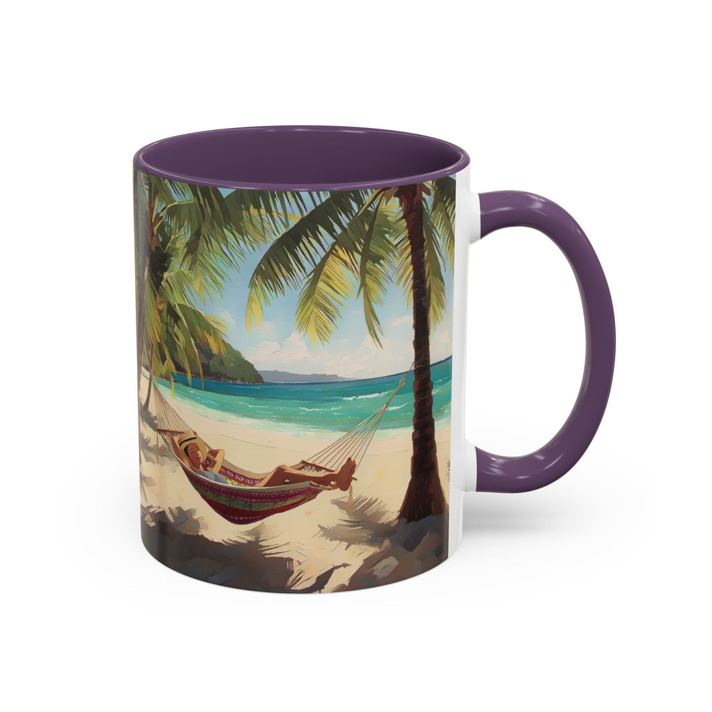 Tropical Beach Palm Trees & Hammock Coffee Mug