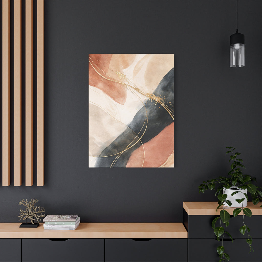 Abstract Blush & Gold Matte Canvas Print