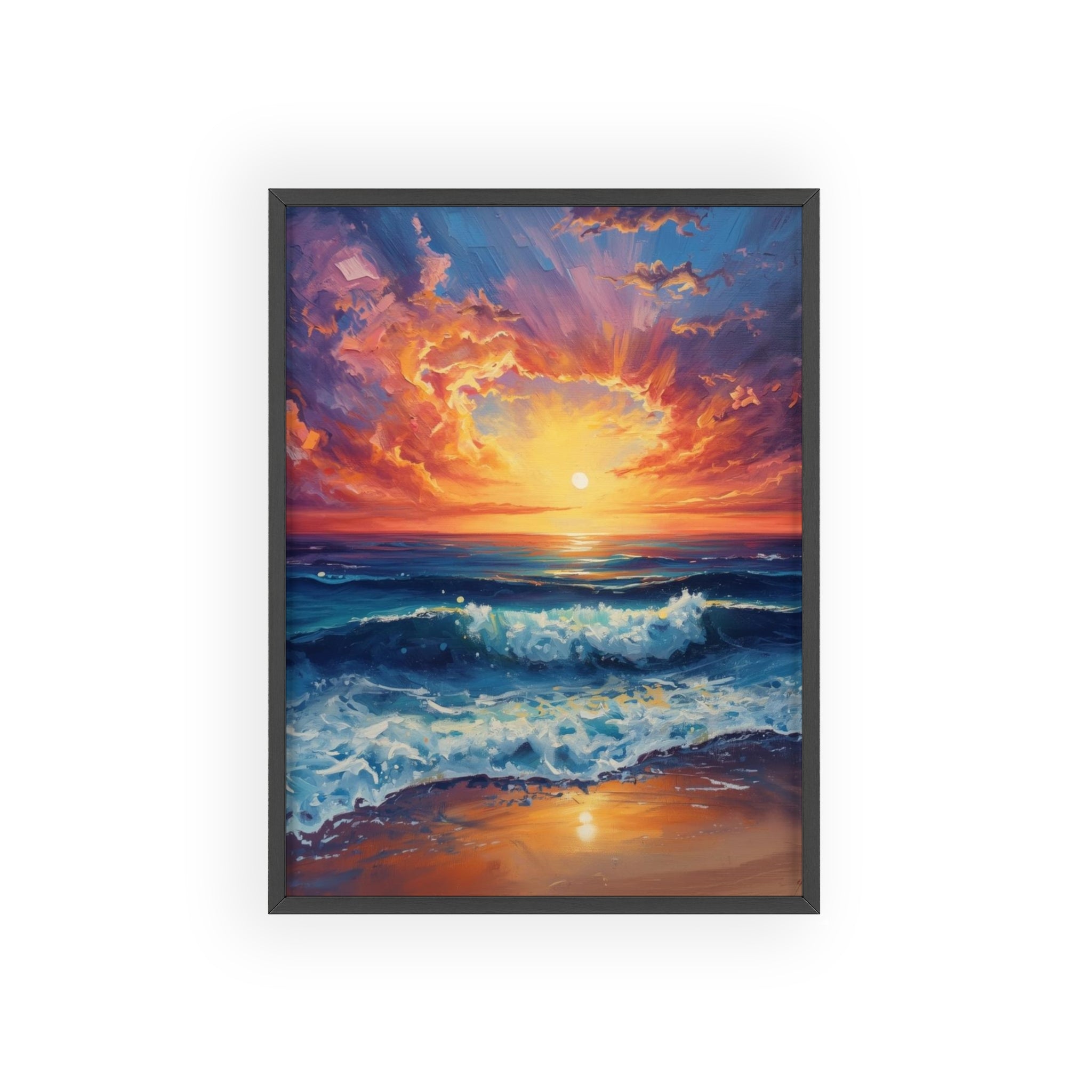 Sunset Ocean Vibrant Seascape Framed Poster