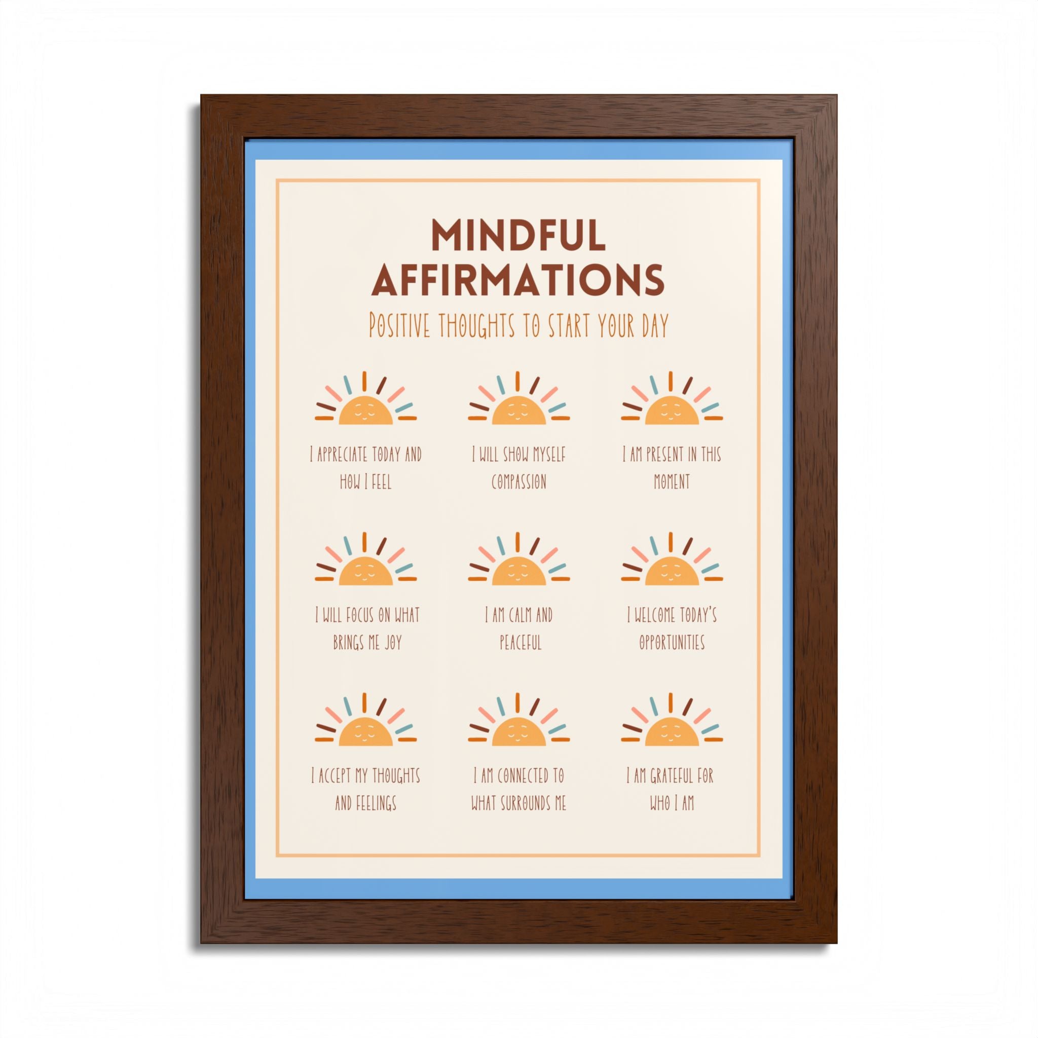 Mindful Affirmations: Positive Thoughts to Start Your Day Framed Poster