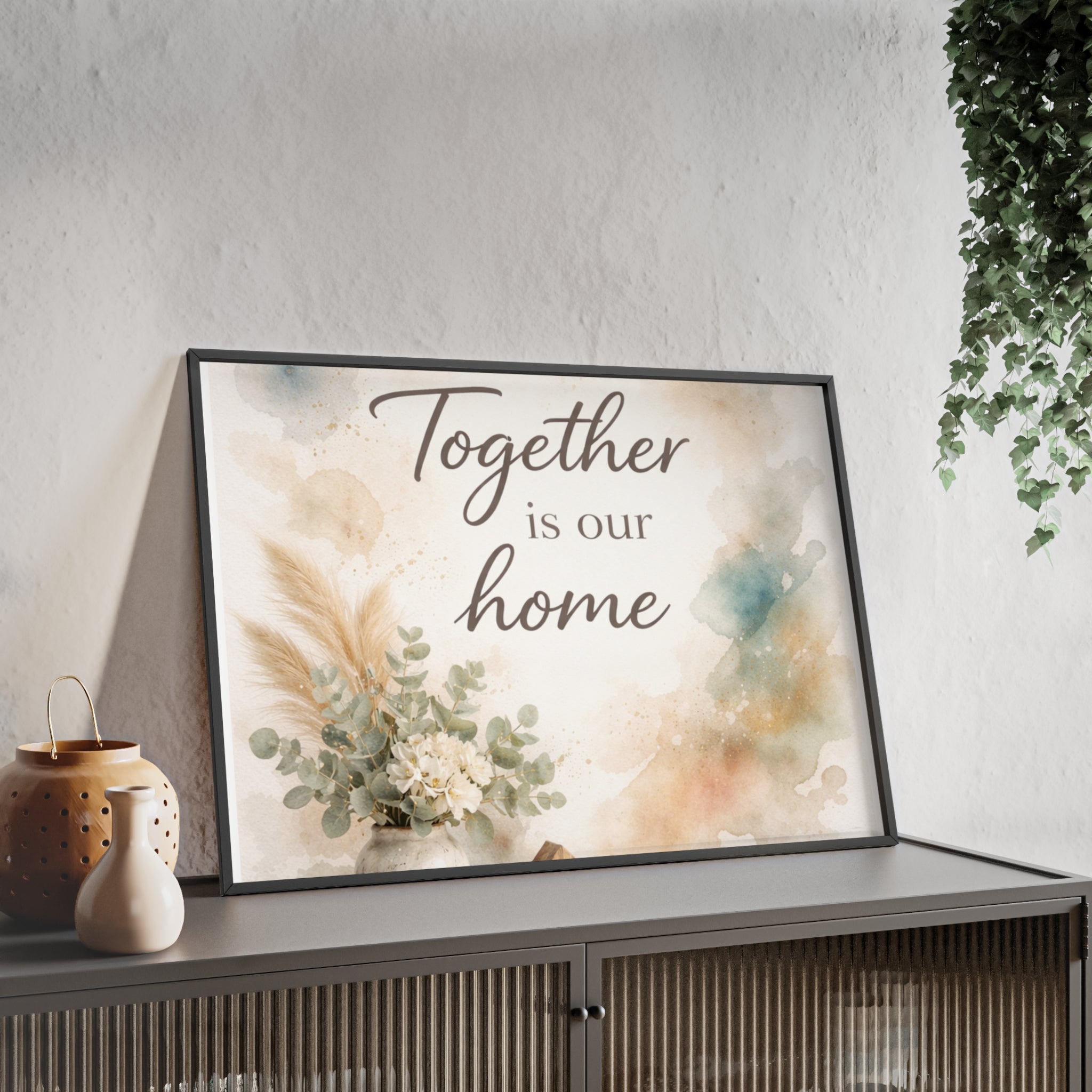 Together Is Our Home Framed Poster Cozy Watercolor Floral Wall Art