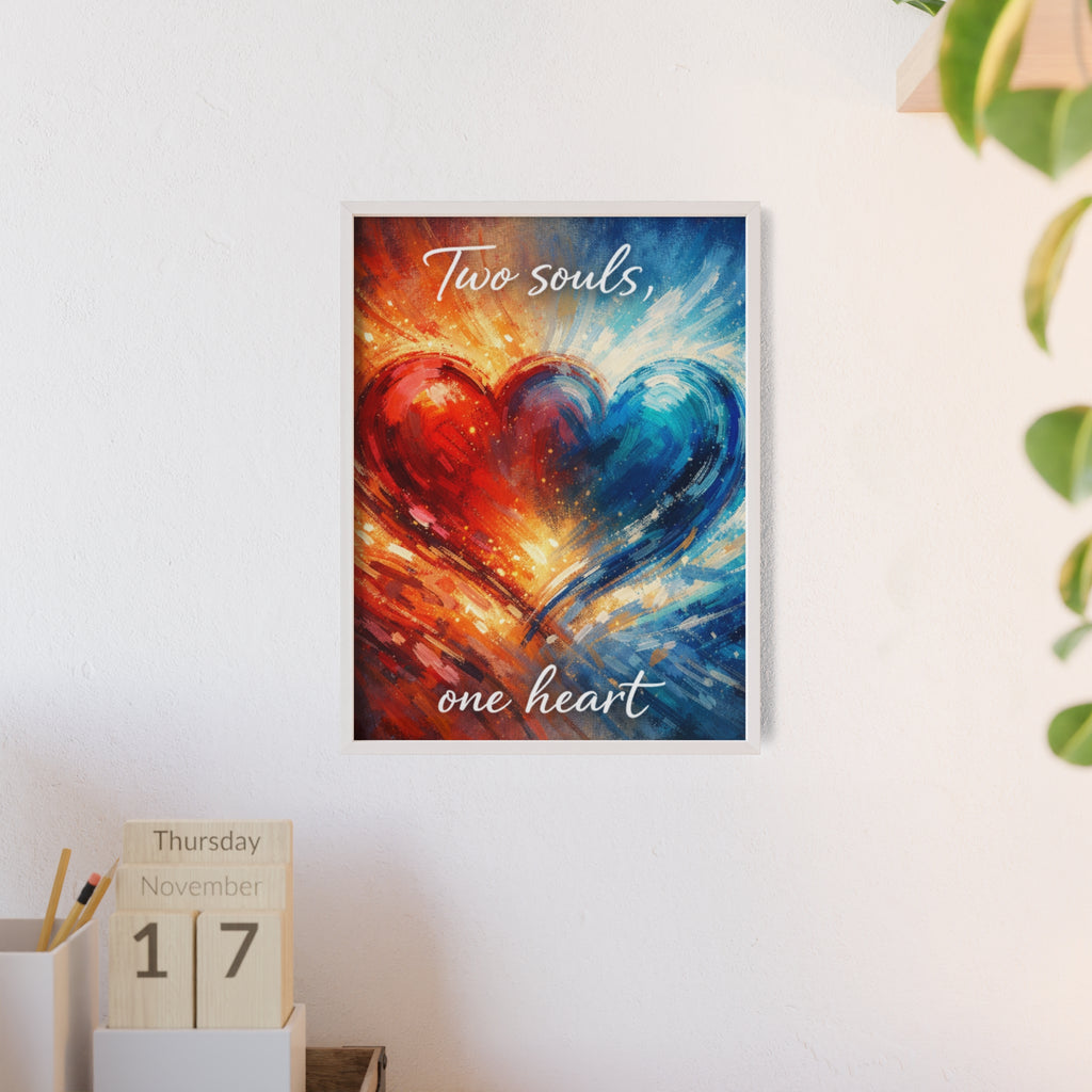 Two Souls One Heart Framed Poster — Romantic Heart Wall Art